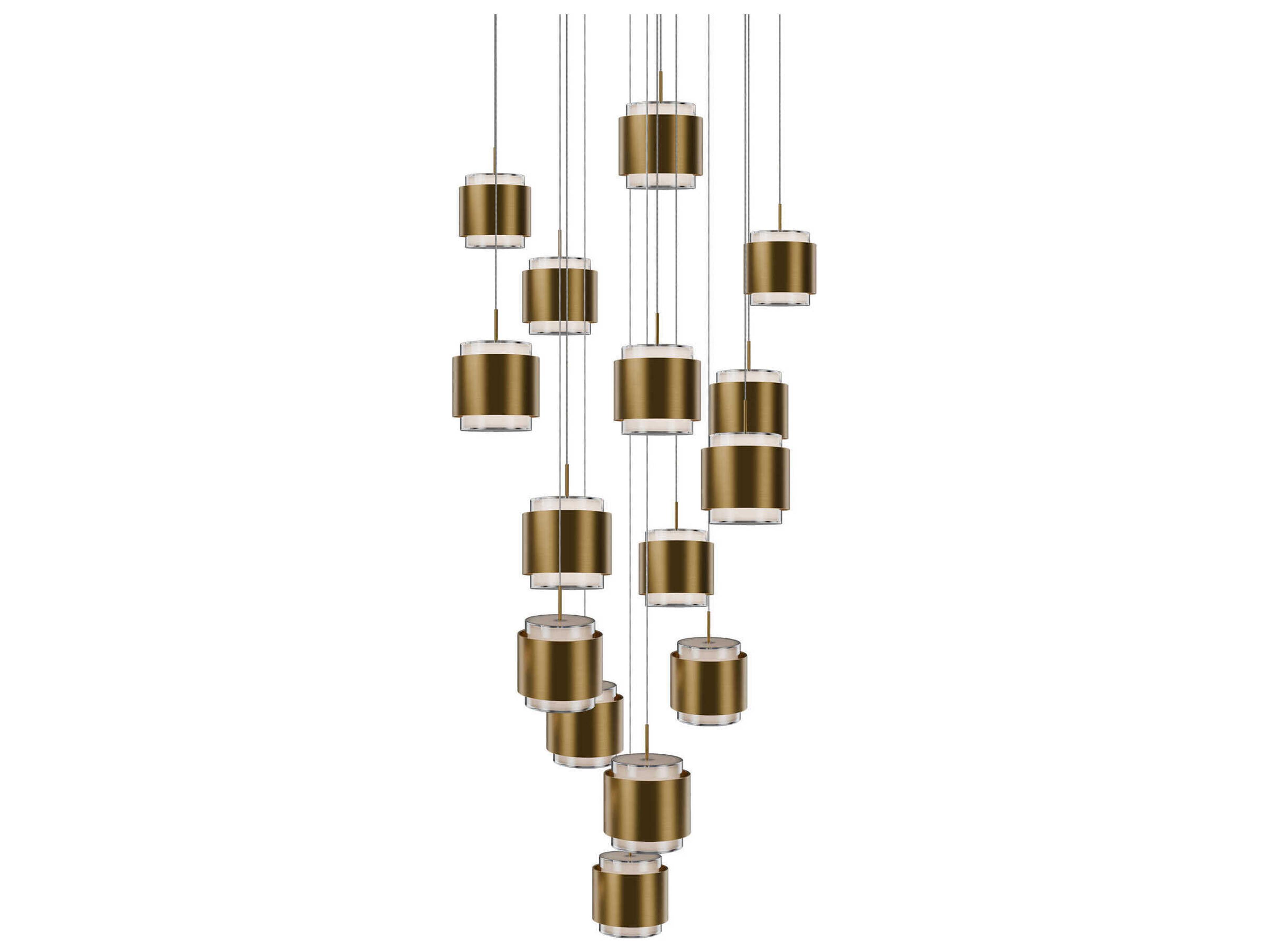 dweLED by WAC Lighting Banded 15-Light Aged Brass Pendant