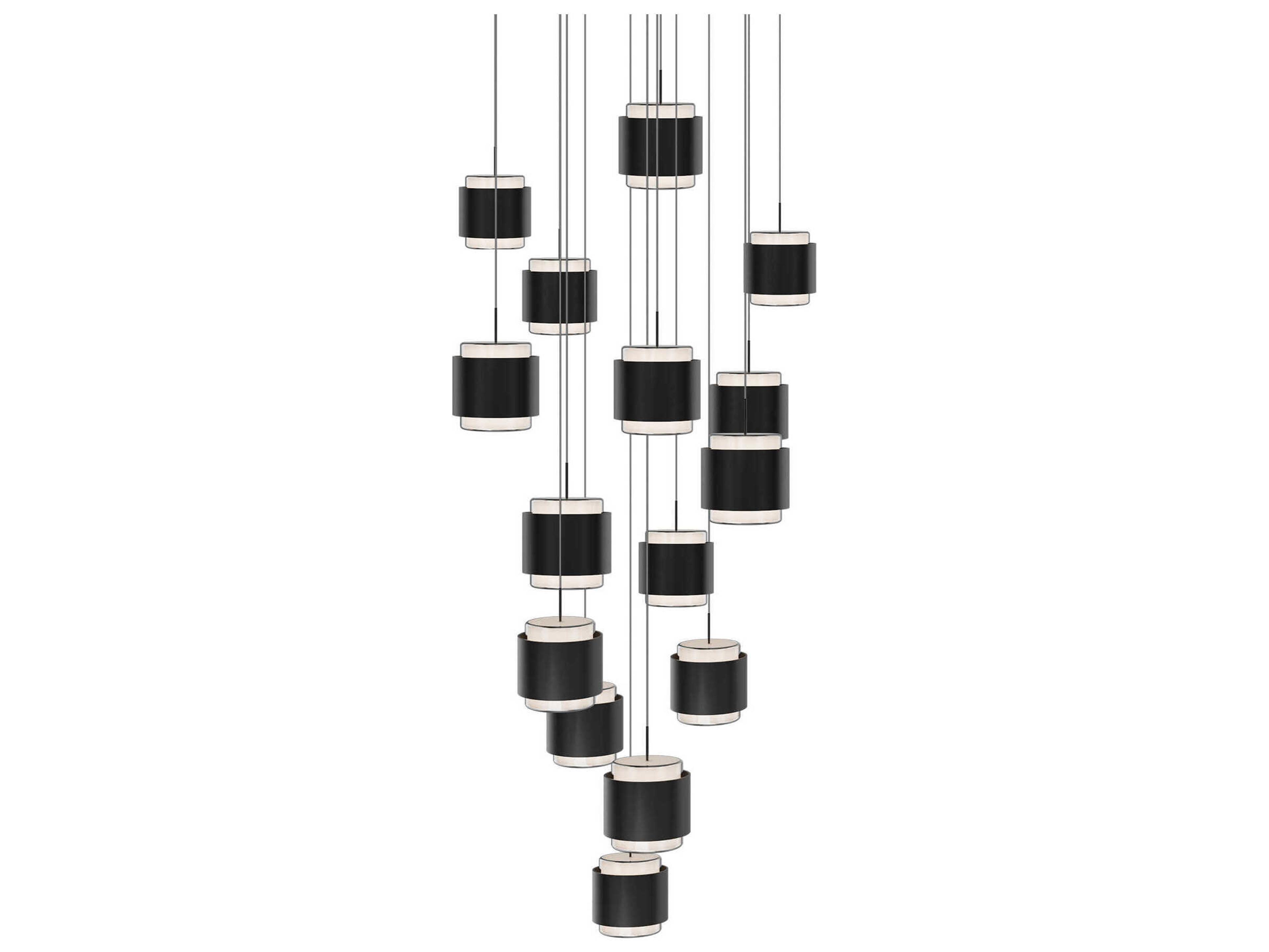 dweLED by WAC Lighting Banded 15-Light Black Pendant
