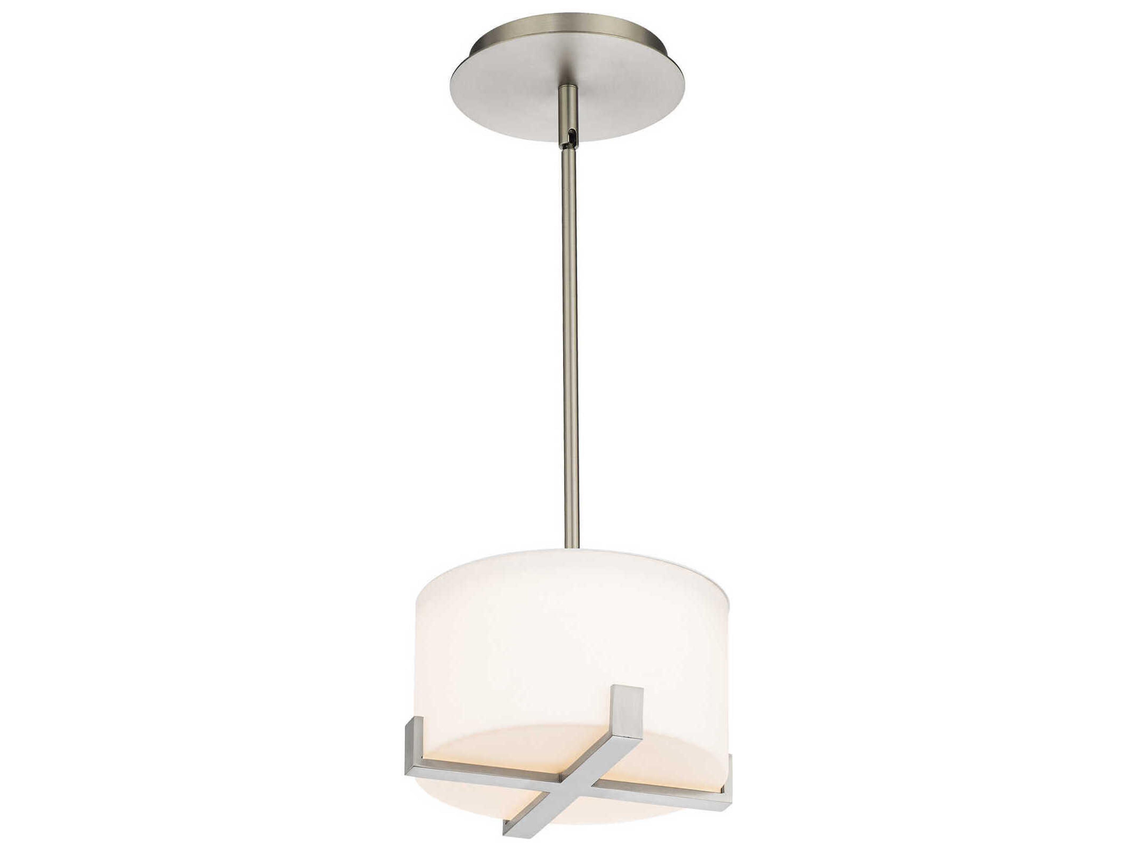 dweLED by WAC Lighting Laurel 1-Light Brushed Nickel Glass LED Drum Round Mini Pendant