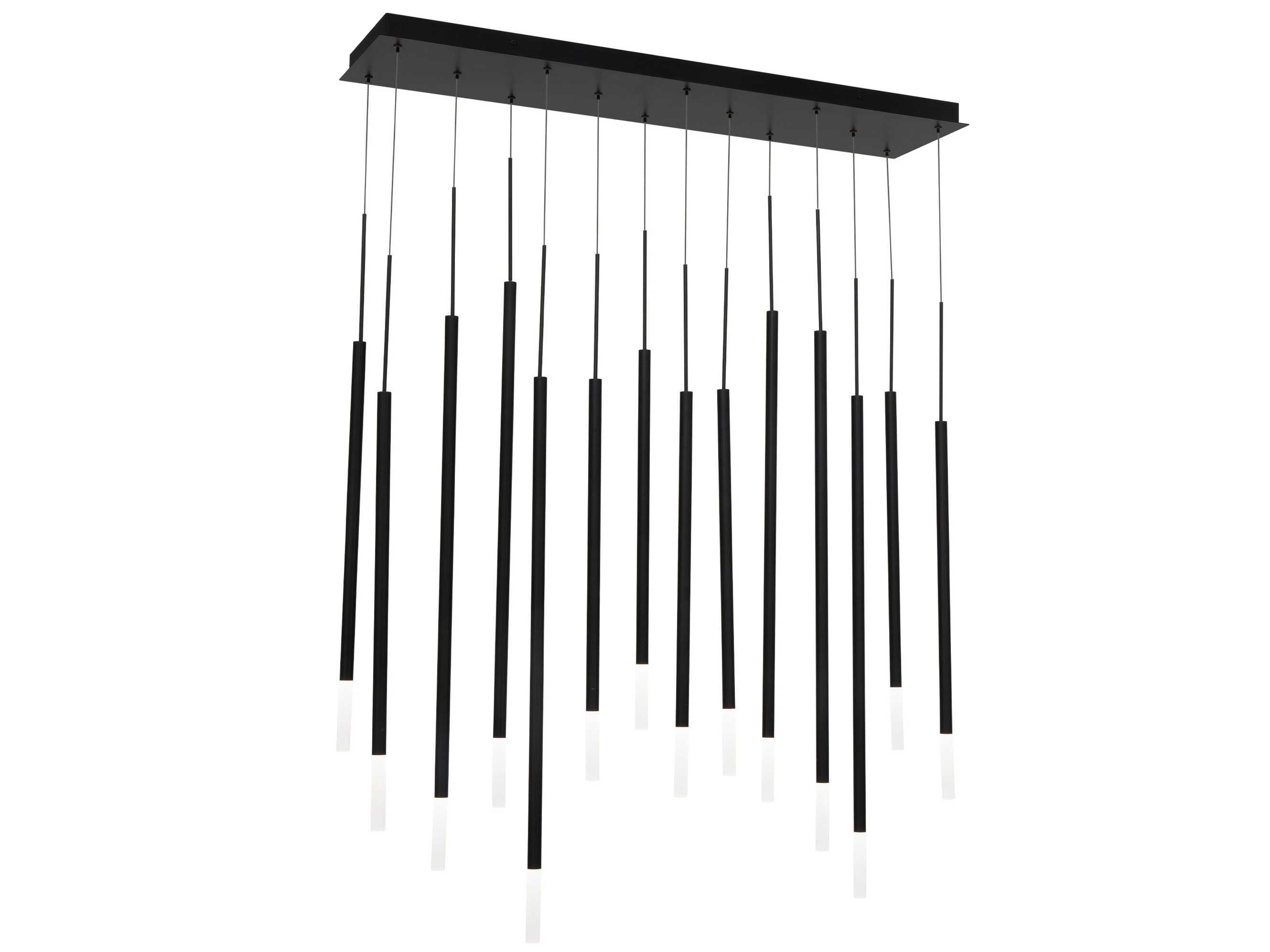 dweLED by WAC Lighting Viggo 14-Light Black Cylinder Linear Island Pendant