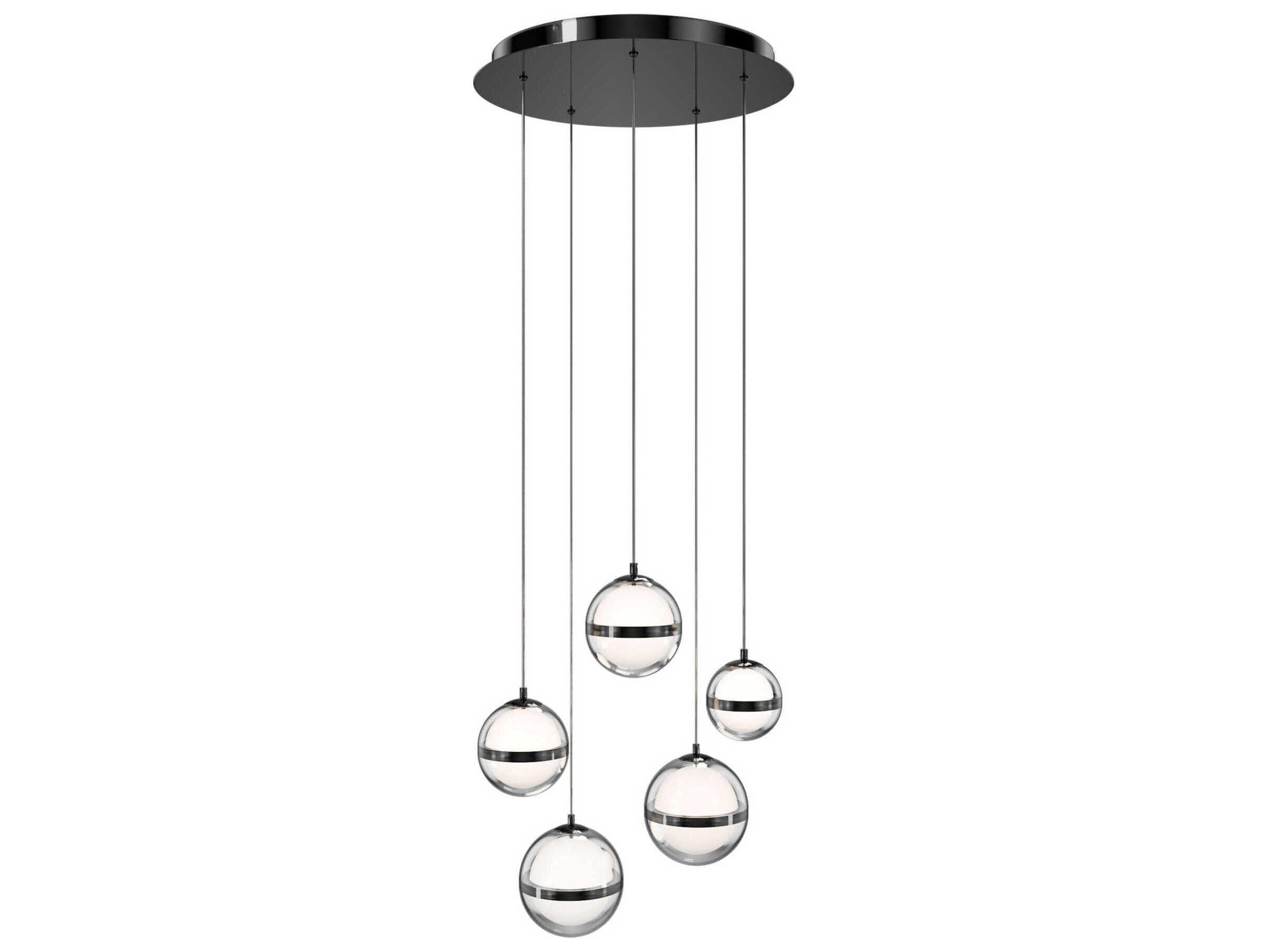 dweLED by WAC Lighting Cyllindra 5-Light Black Chrome Globe Mini Pendant