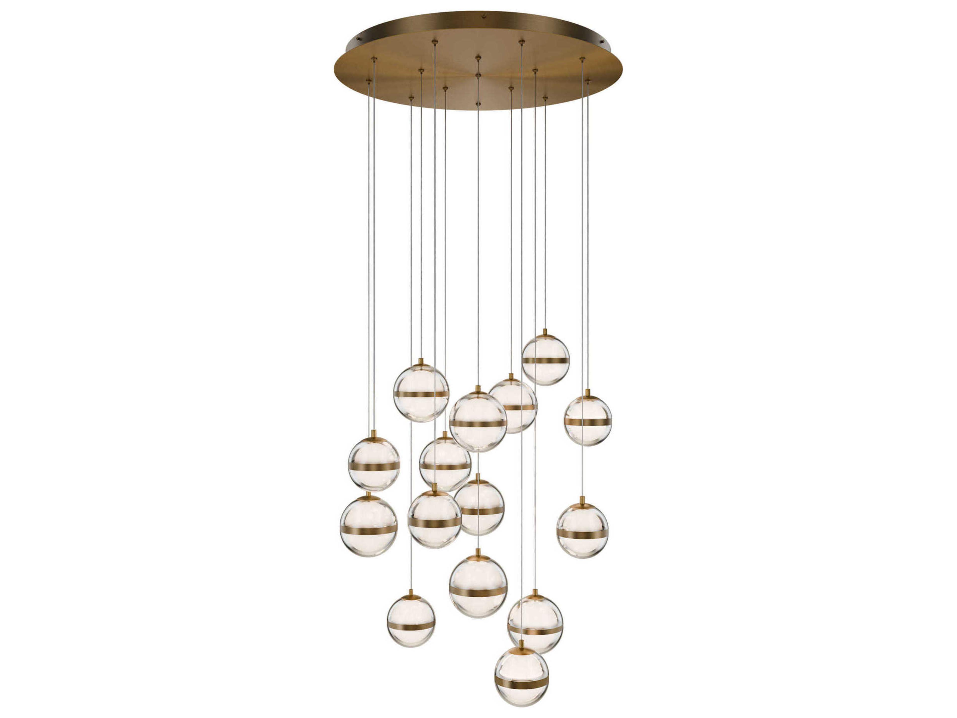 dweLED by WAC Lighting Cyllindra 15-Light Aged Brass Globe Mini Pendant