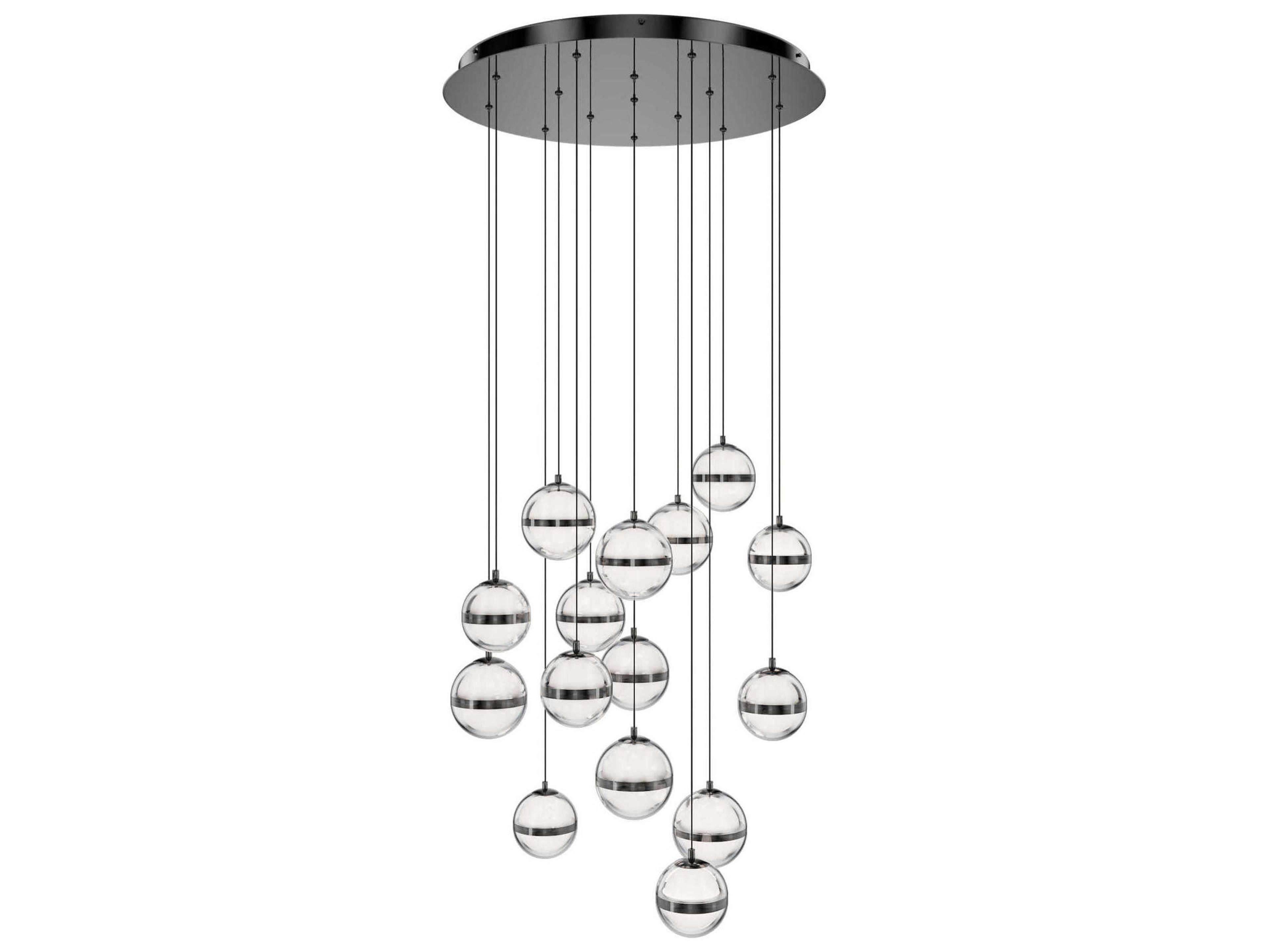 dweLED by WAC Lighting Cyllindra 15-Light Black Chrome Globe Mini Pendant