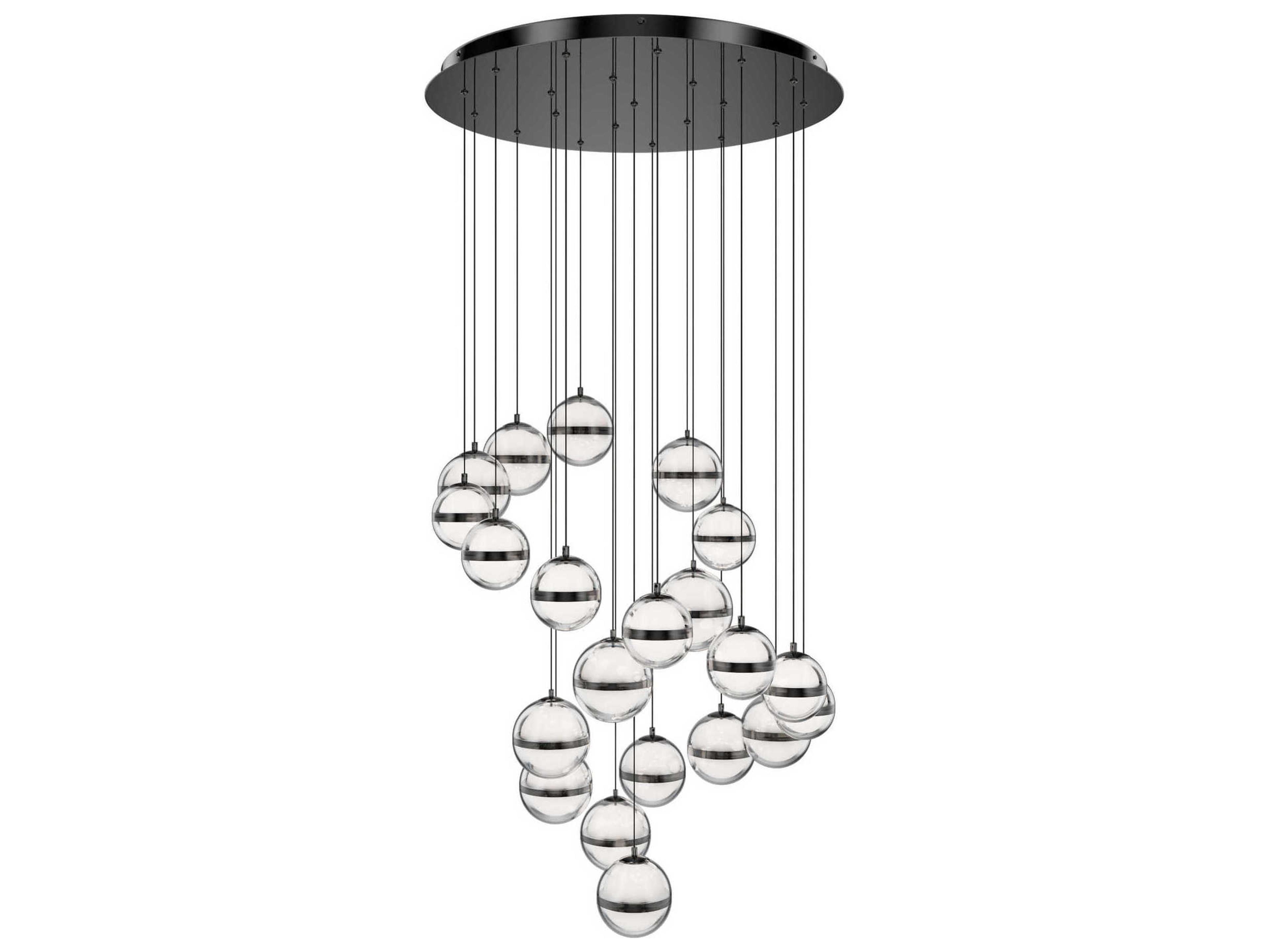dweLED by WAC Lighting Cyllindra 21-Light Black Chrome Globe Mini Pendant