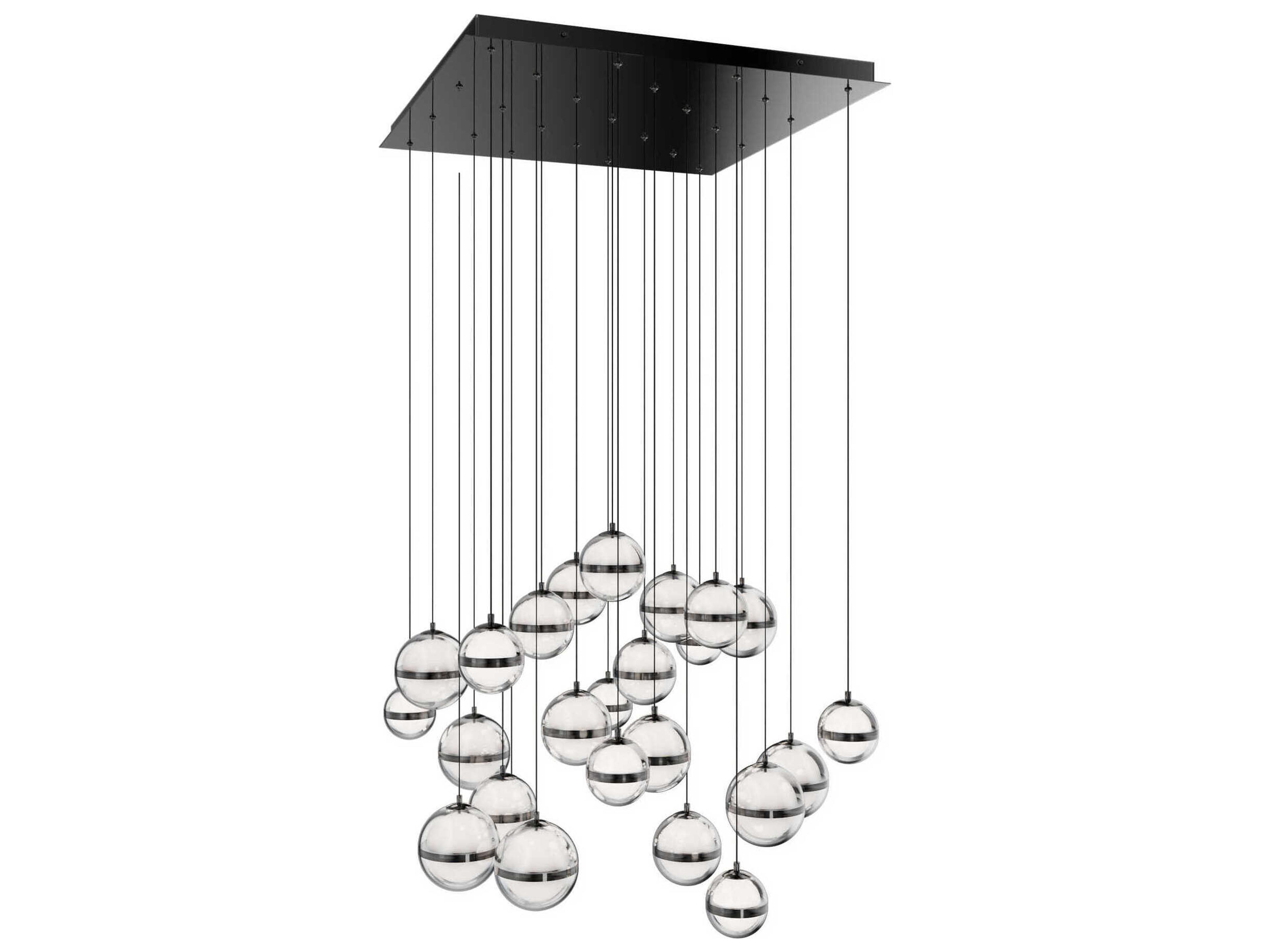 dweLED by WAC Lighting Cyllindra 25-Light Black Chrome Globe Island Pendant