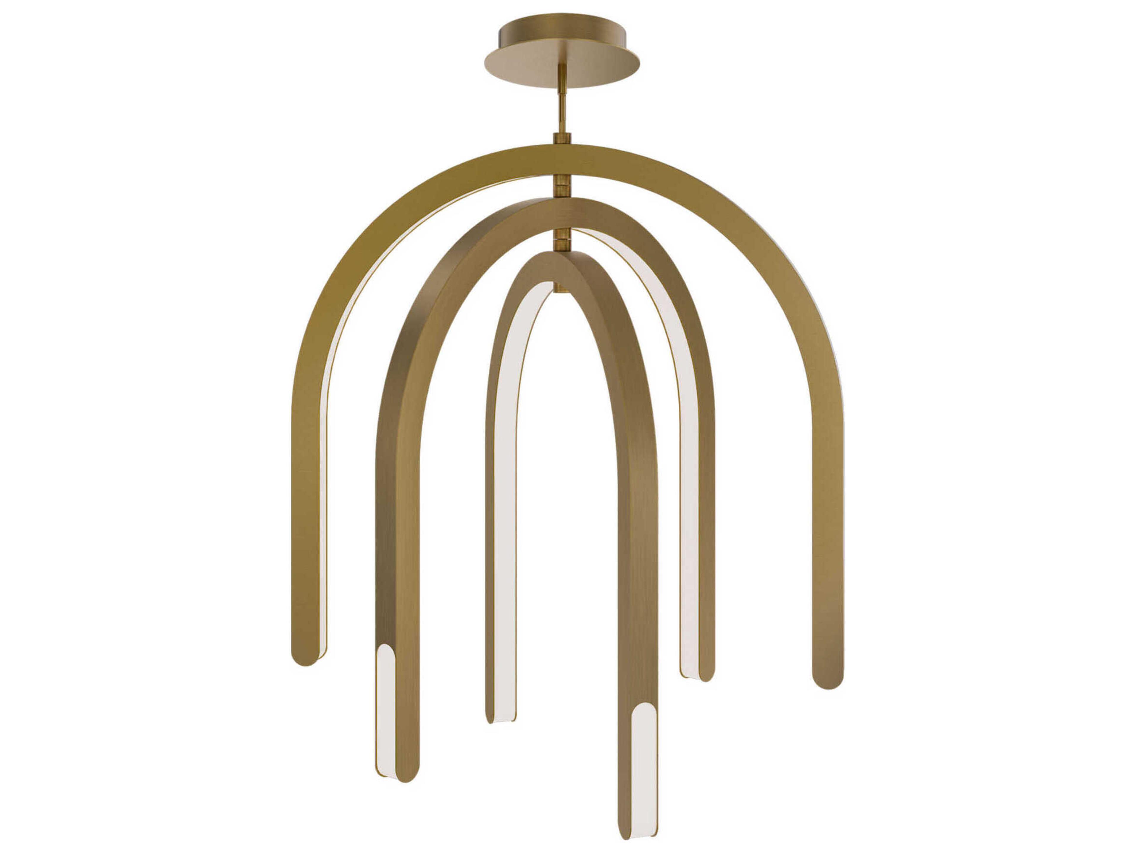 dweLED by WAC Lighting Helmet 3-Light Aged Brass Linear Tiered Pendant