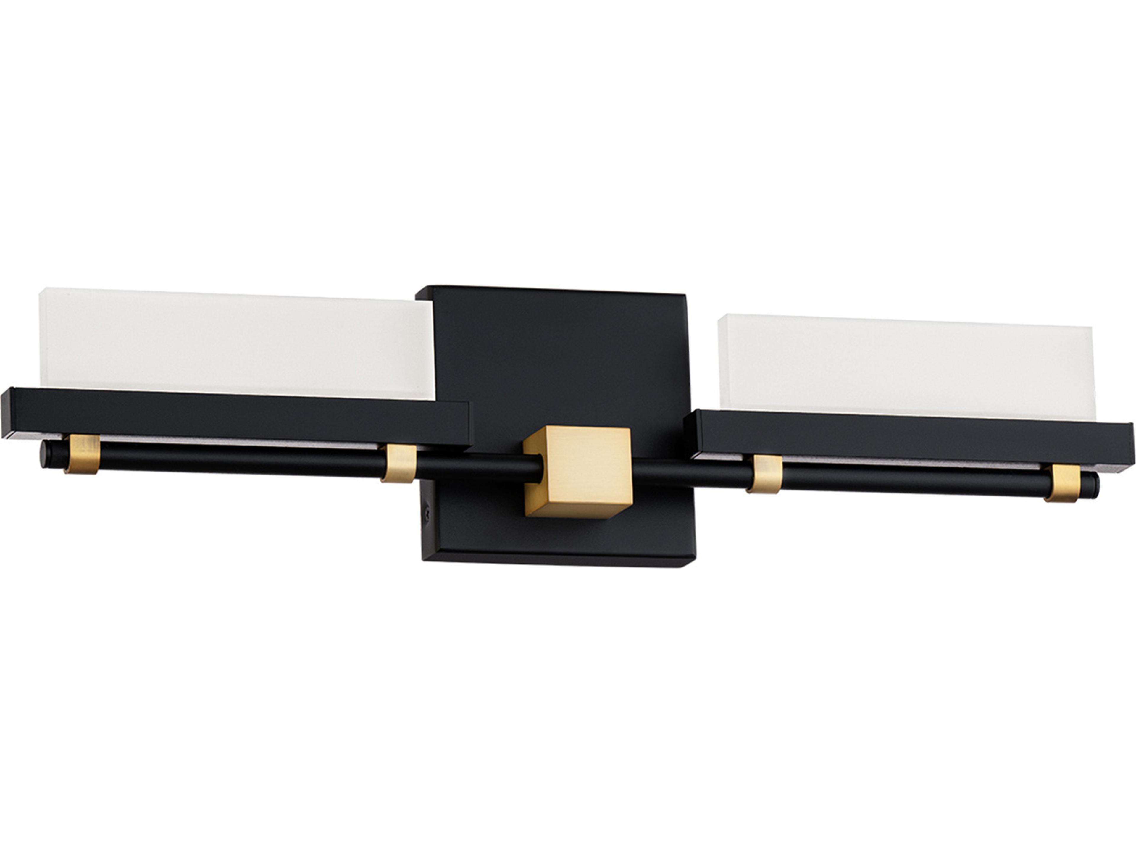 dweLED by WAC Lighting Two Fold 2-Light Black Aged Brass Vanity Light