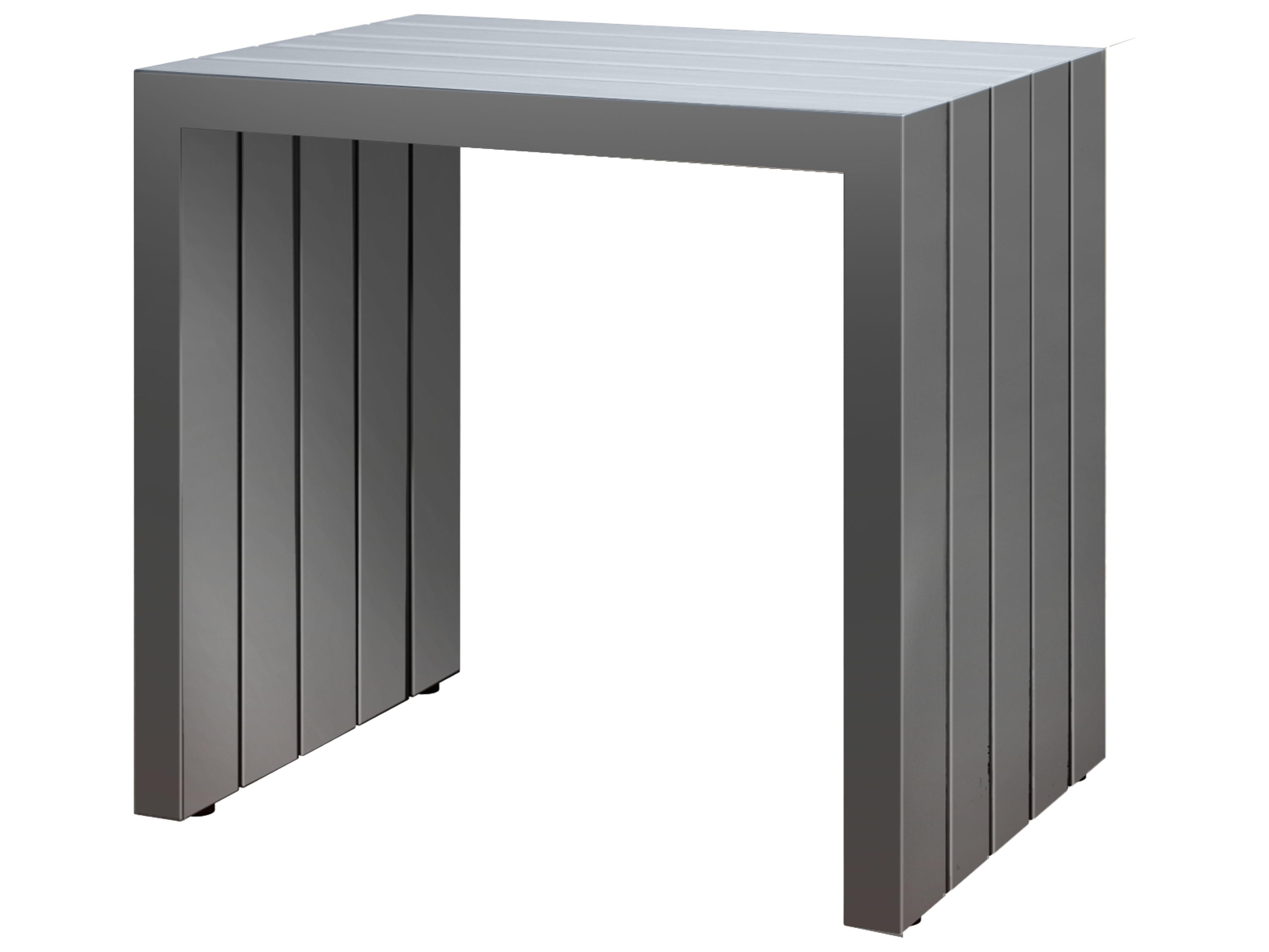 Ebel Bari Aluminum Rectangular Patio End Table with Plank Style Top