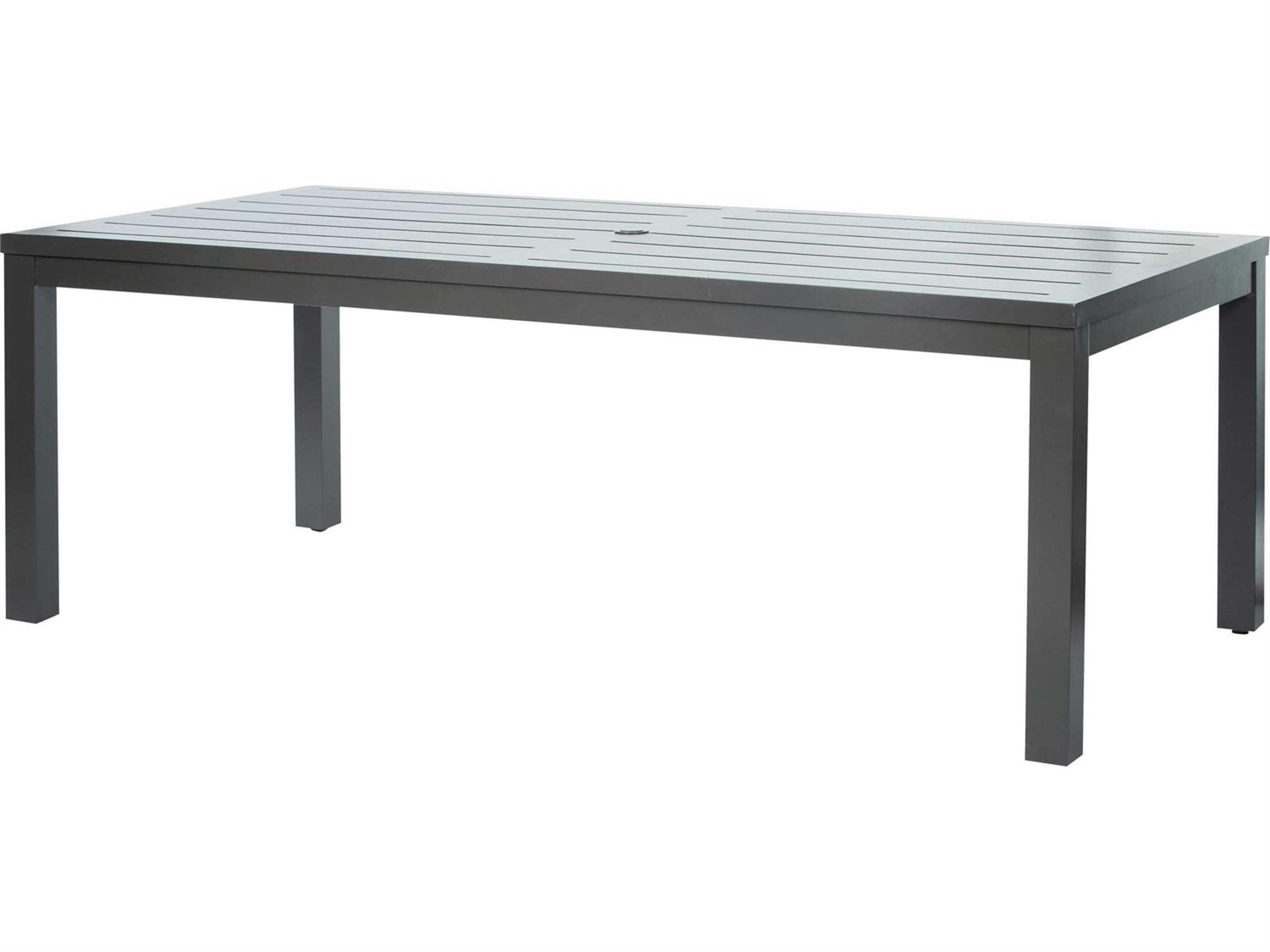 Ebel Palermo Aluminum Rectangular Outdoor Patio Dining Table With Umbrella Hole
