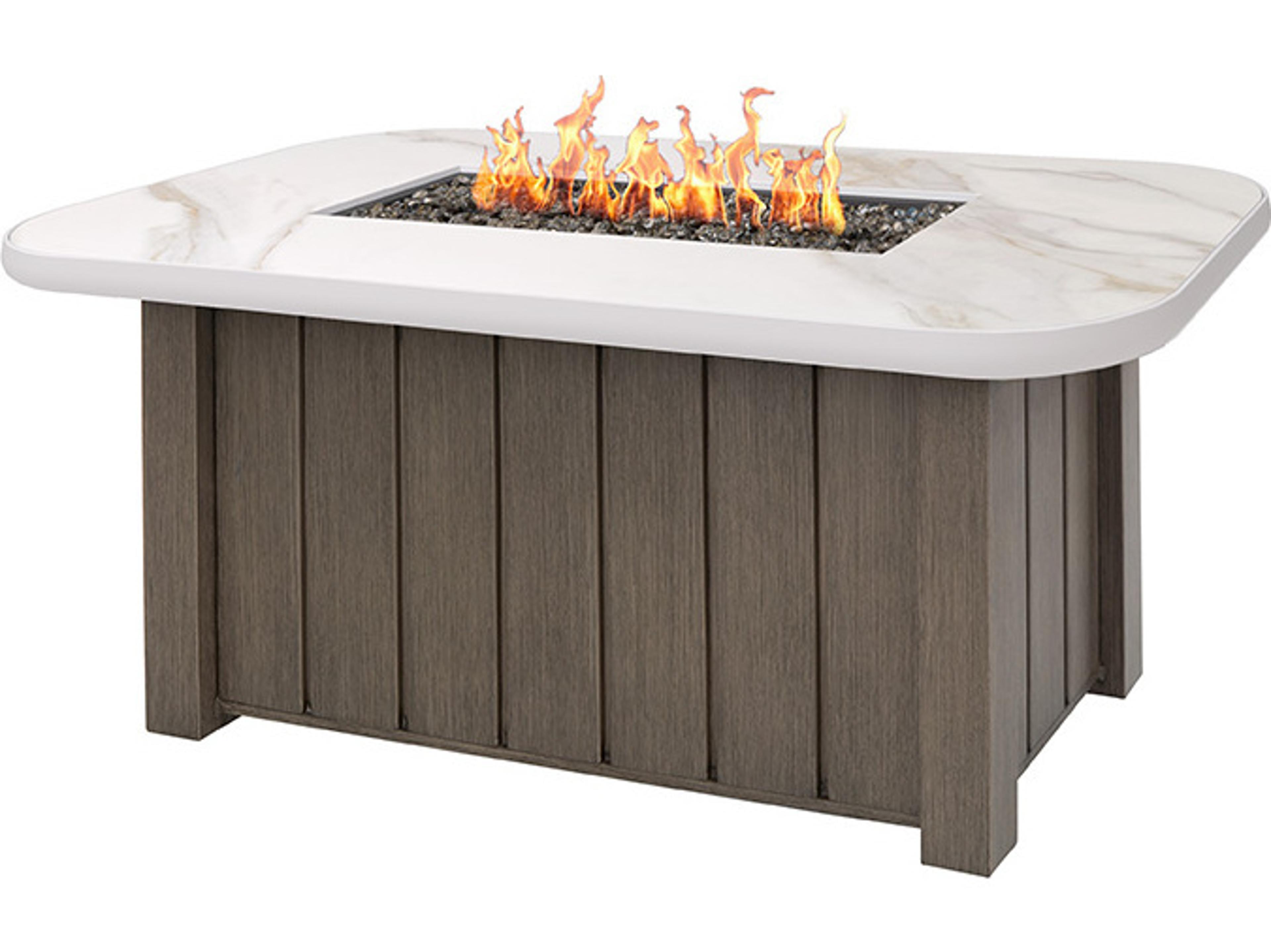 Ebel Aspen Sintered Stone Rectangular Fire Pit Top with Lid
