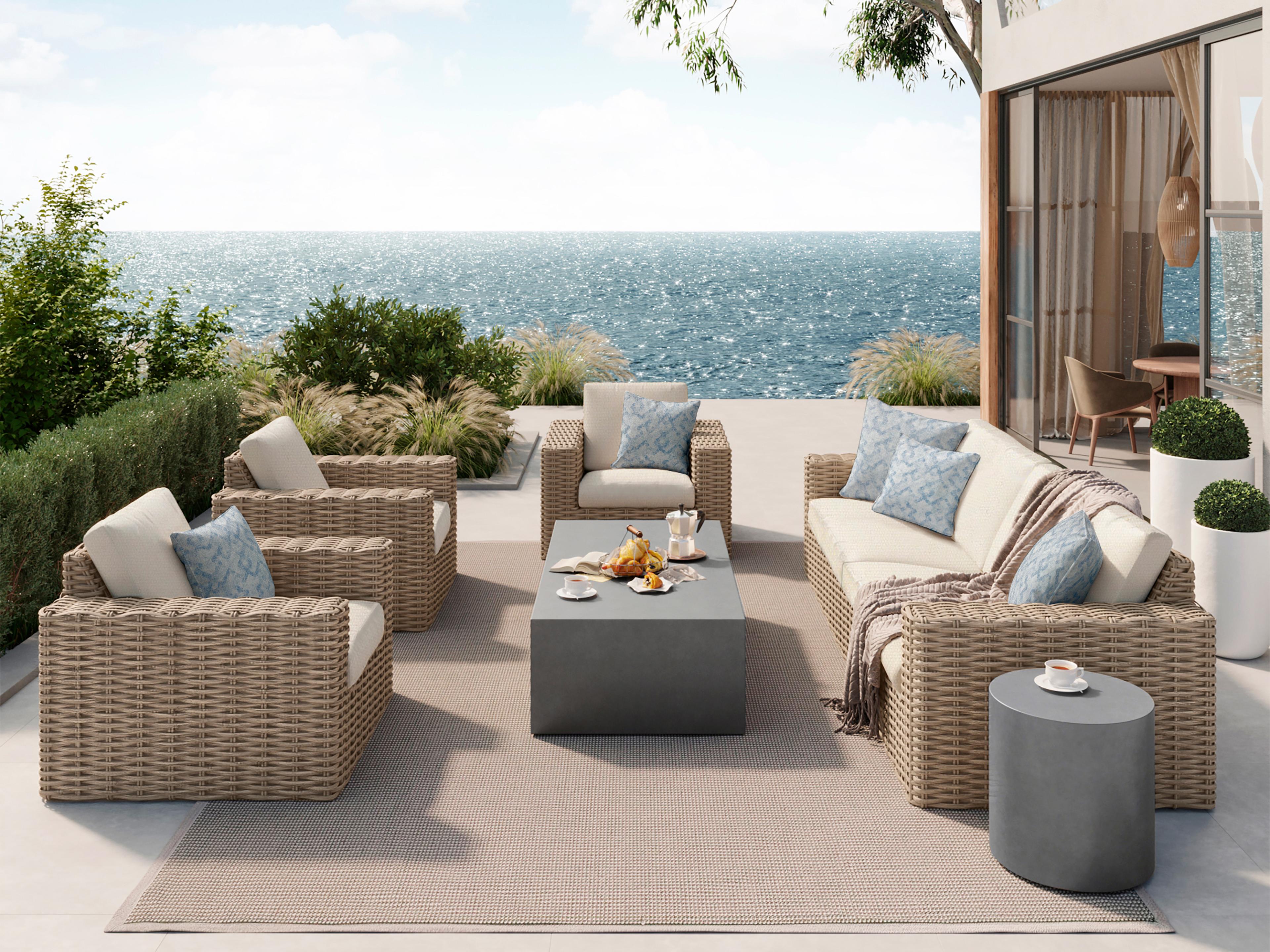 Ebel Mia Wicker Fire Pit Lounge Set