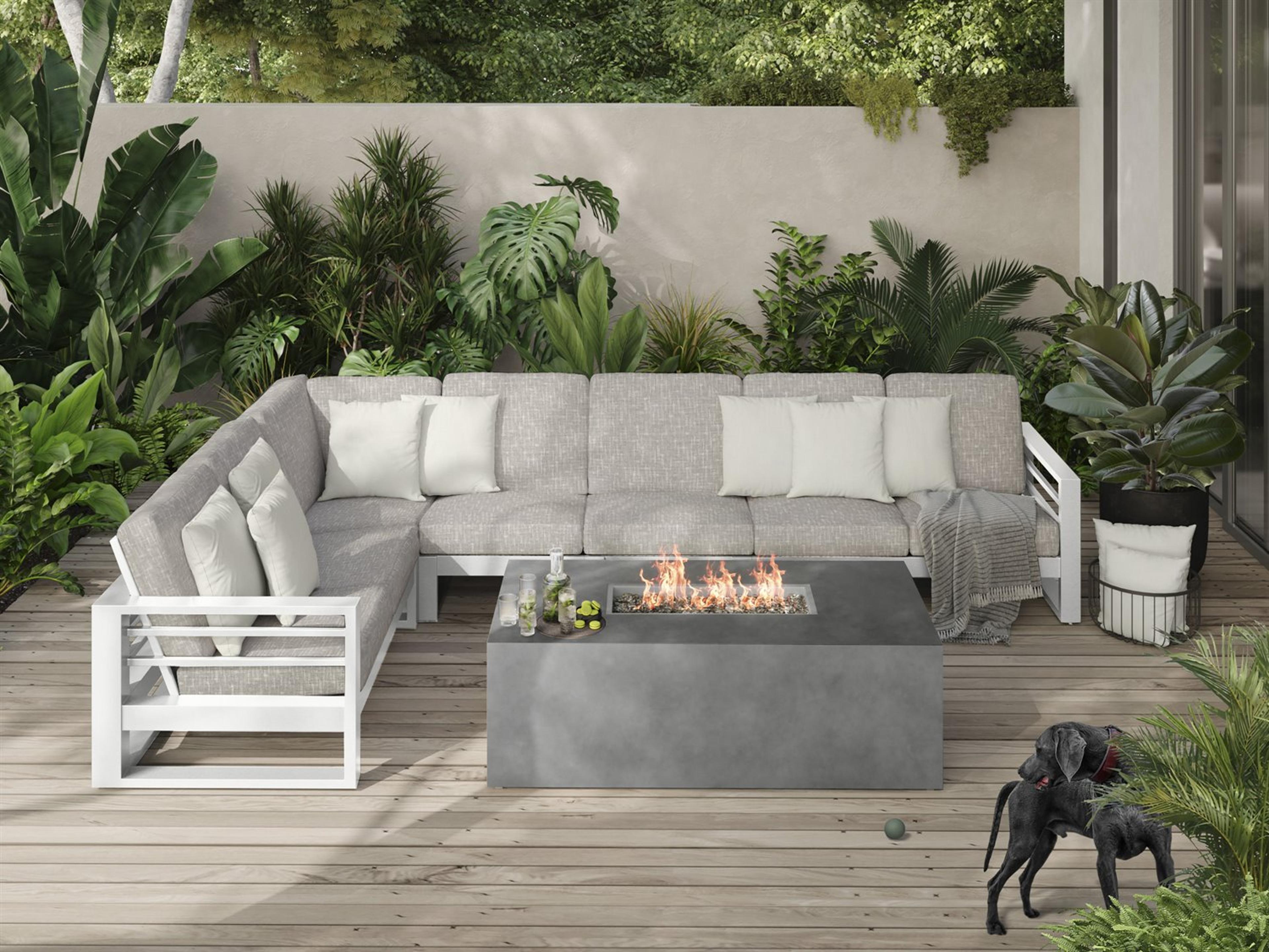 Ebel Palermo Cushion Firepit Sectional Patio Lounge Set