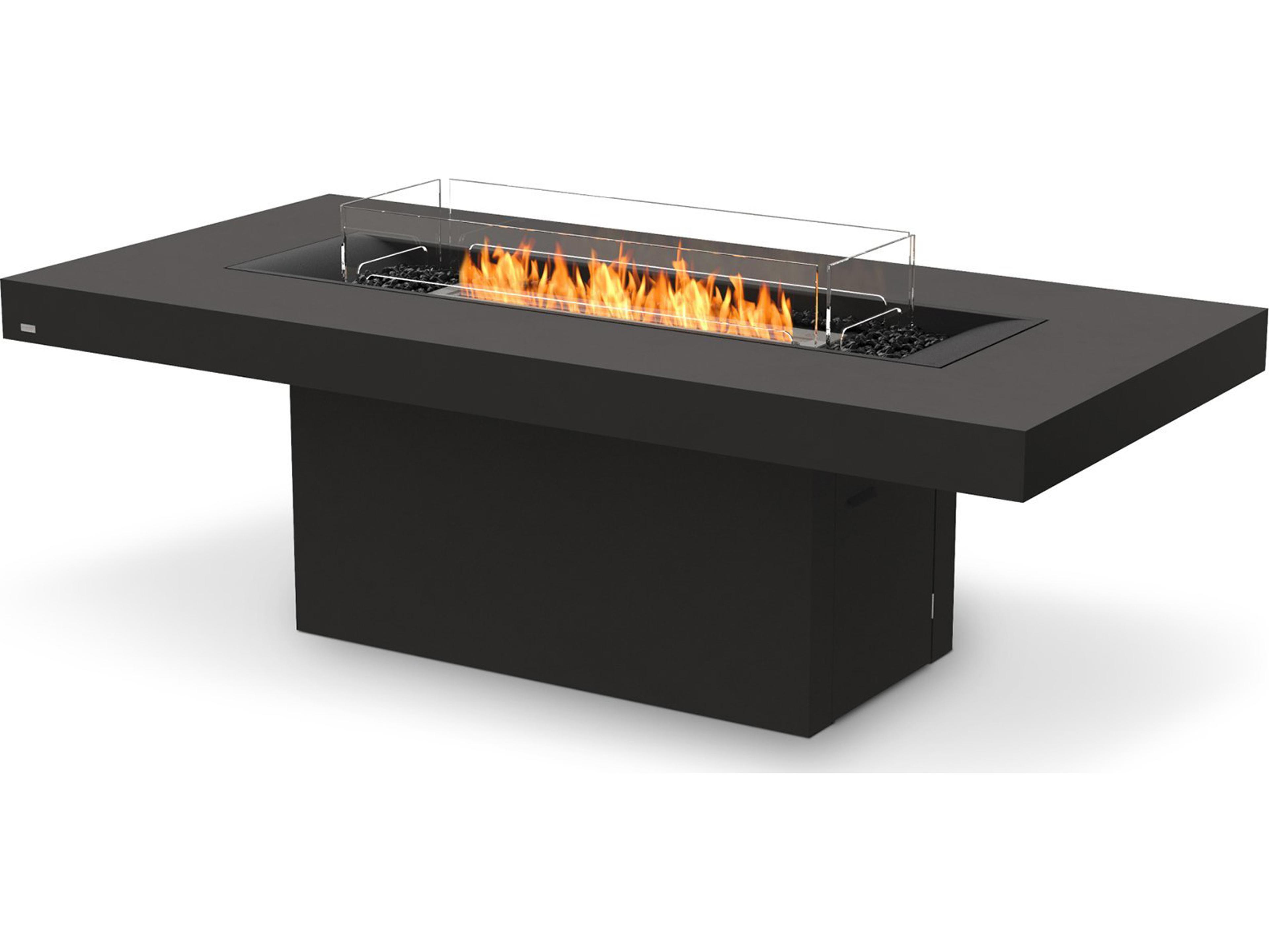 EcoSmart Fire Gin Rectangular Outdoor Patio Fire Pit Table with Bioethanol