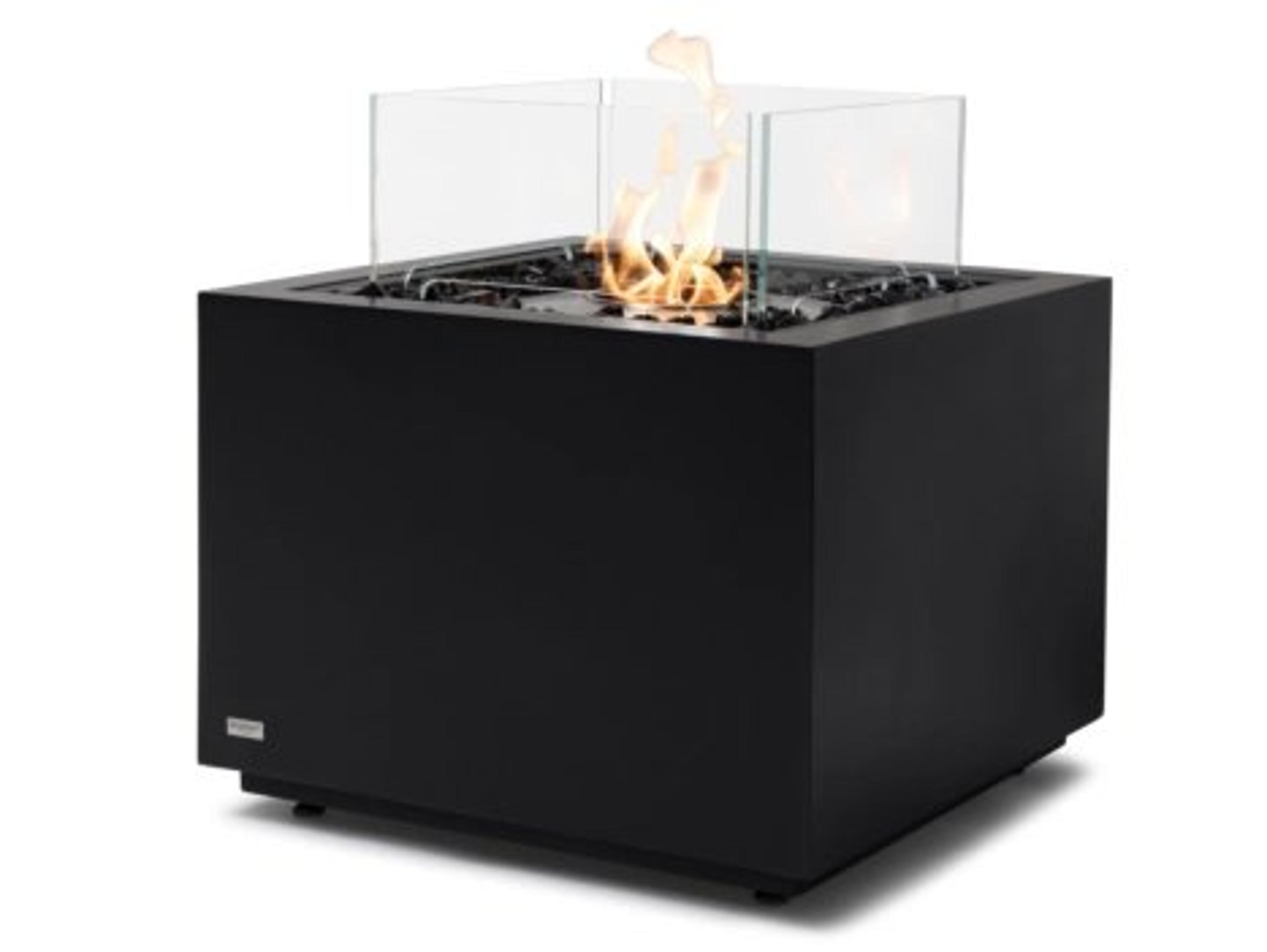 EcoSmart Fire Sidecar Square Outdoor Patio Fire Pit Table with Gas LP/NG Stainless Steel