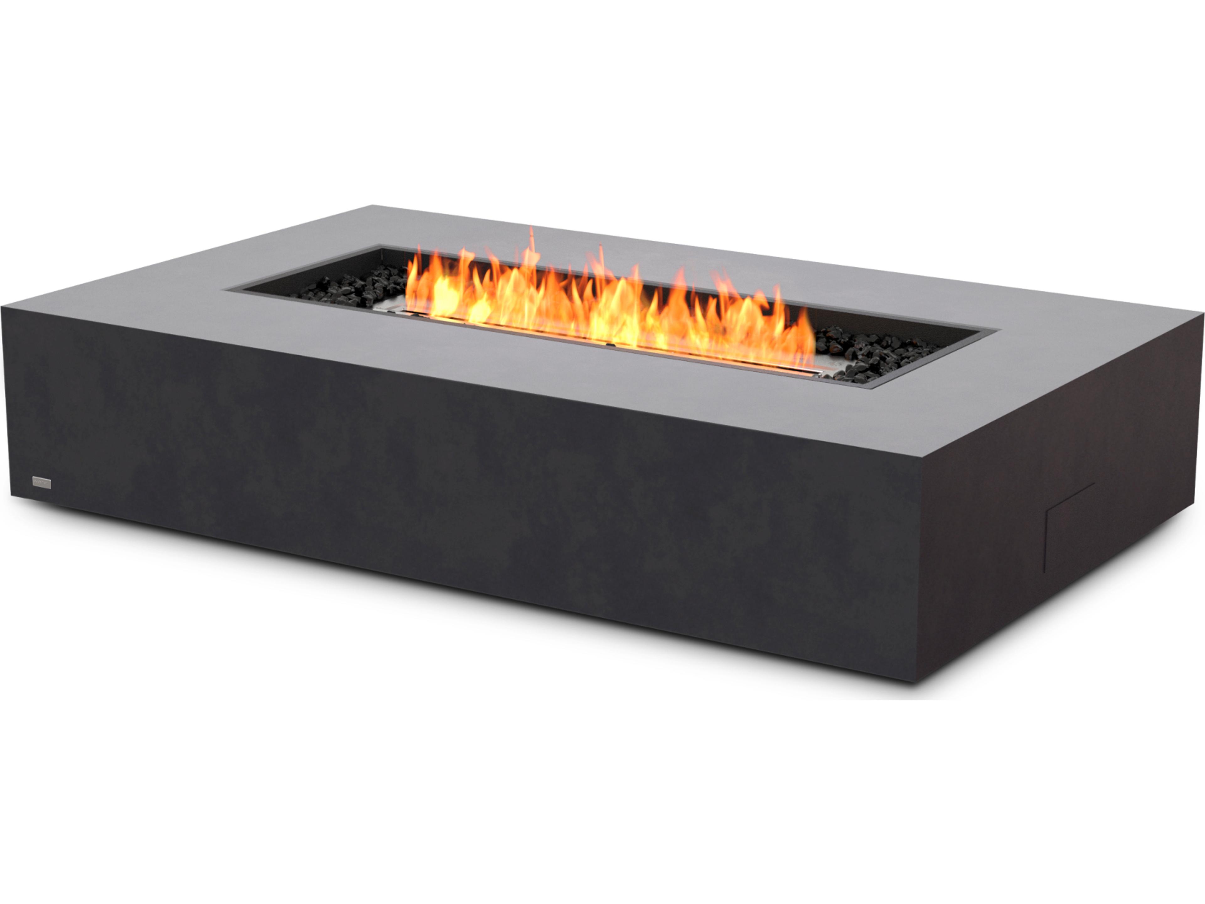 EcoSmart Fire Wharf Rectangular Patio Fire Pit Table with Ethanol Burner