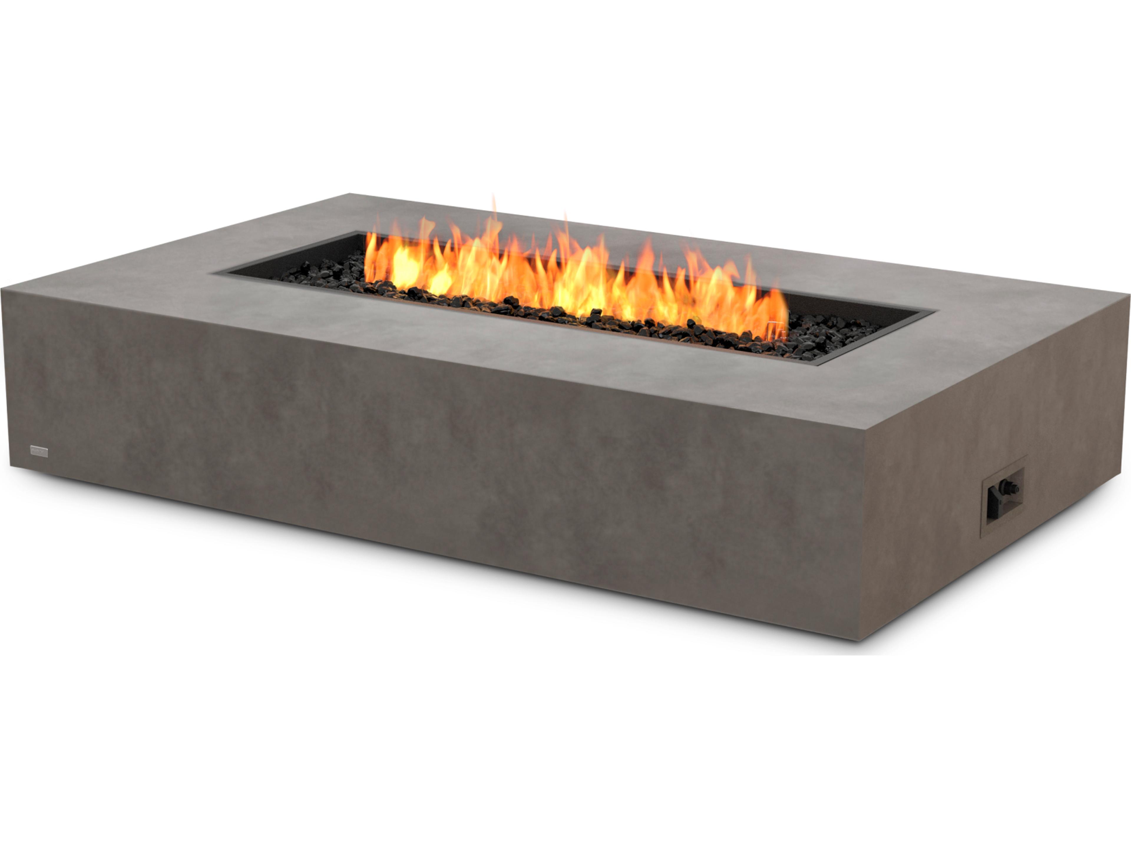 EcoSmart Fire Wharf Rectangular Outdoor Fire Pit Table with LP/NG Gas Burner