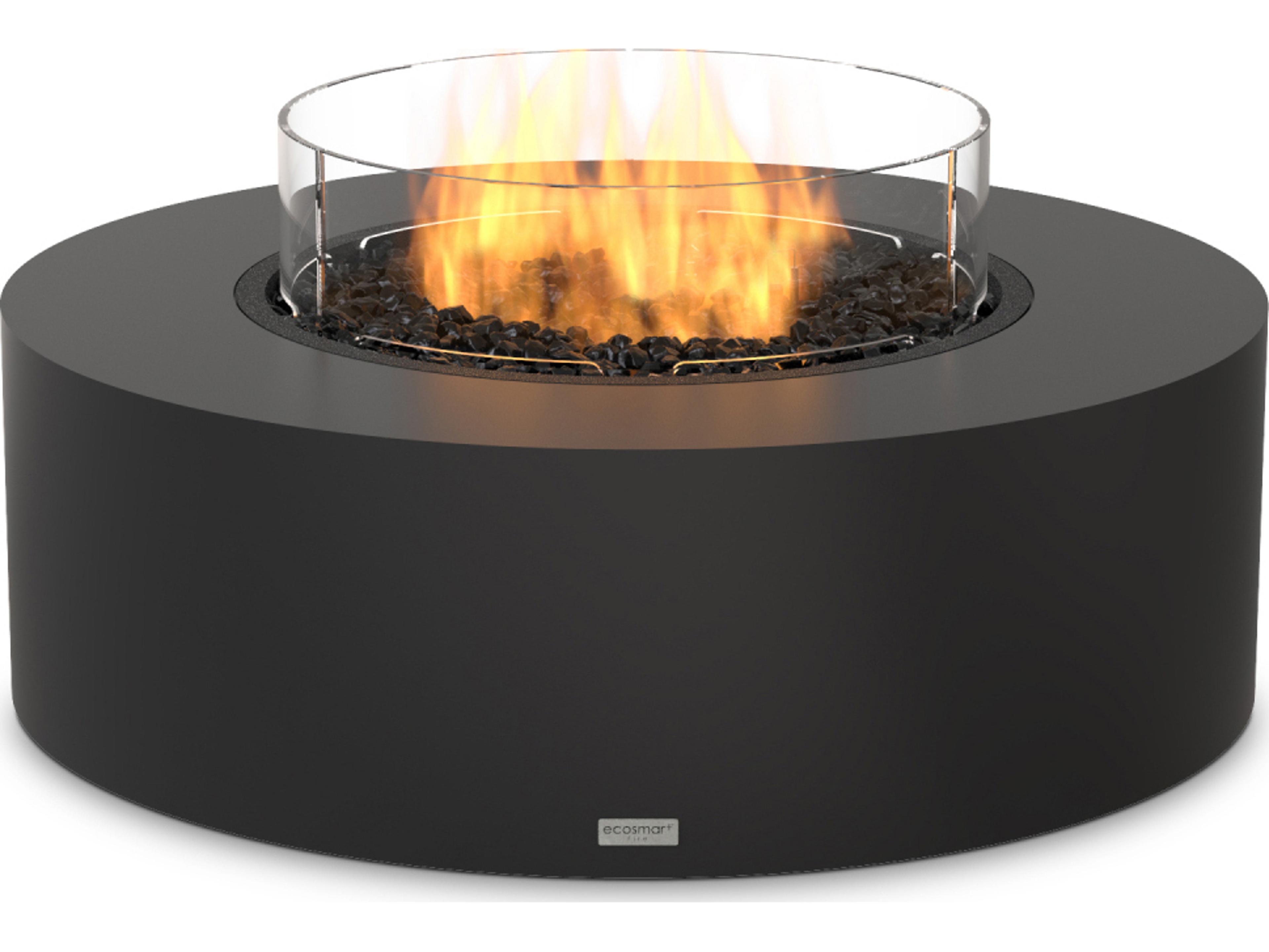EcoSmart Fire Ark Round Outdoor Fire Pit Table with Ethanol Burner Black