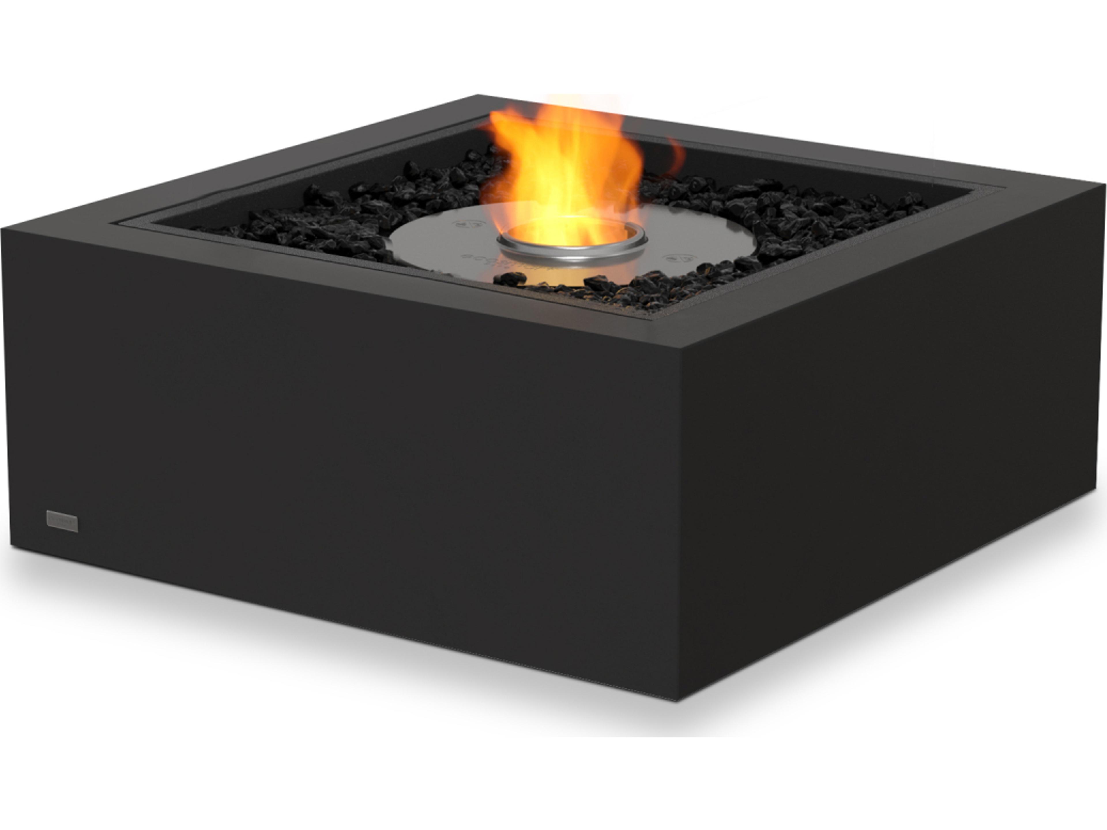 EcoSmart Fire Base Square Outdoor Fire Pit Table with Ethanol Burner Black