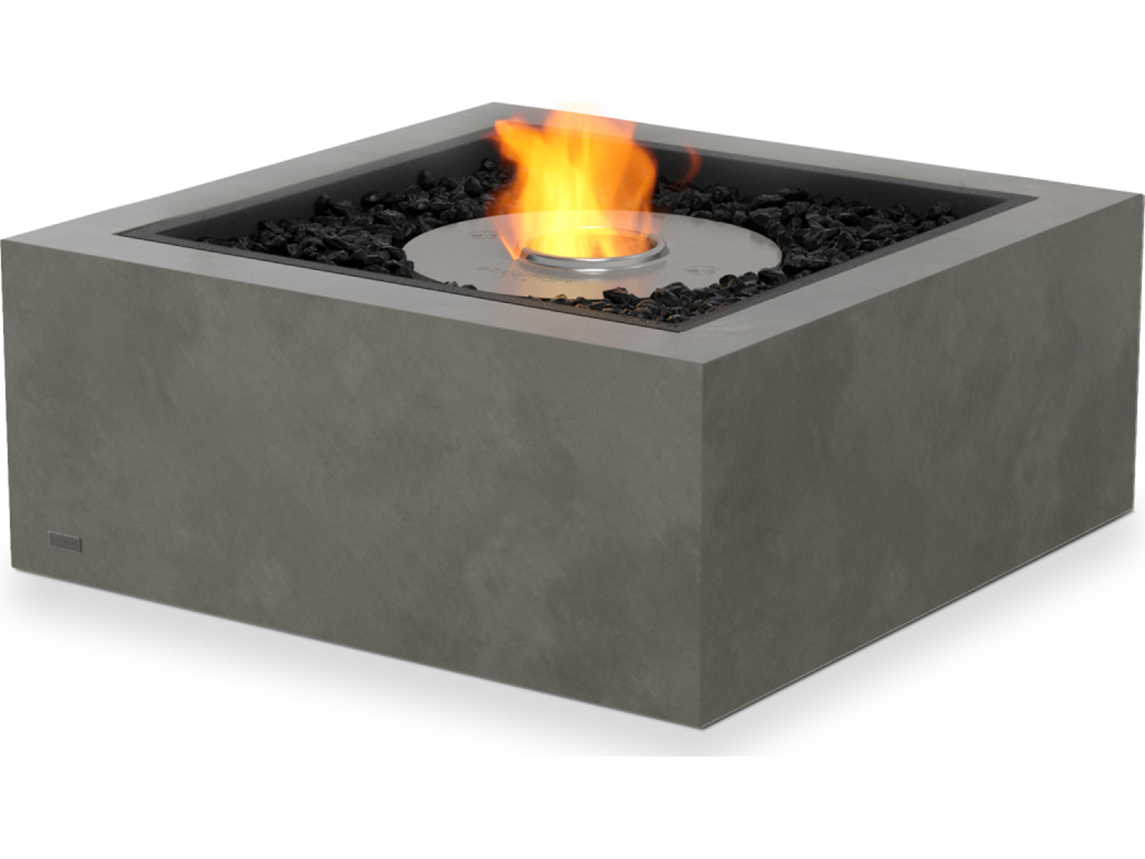 EcoSmart Fire Base Square Outdoor Patio Fire Pit Table with Ethanol Burner Black