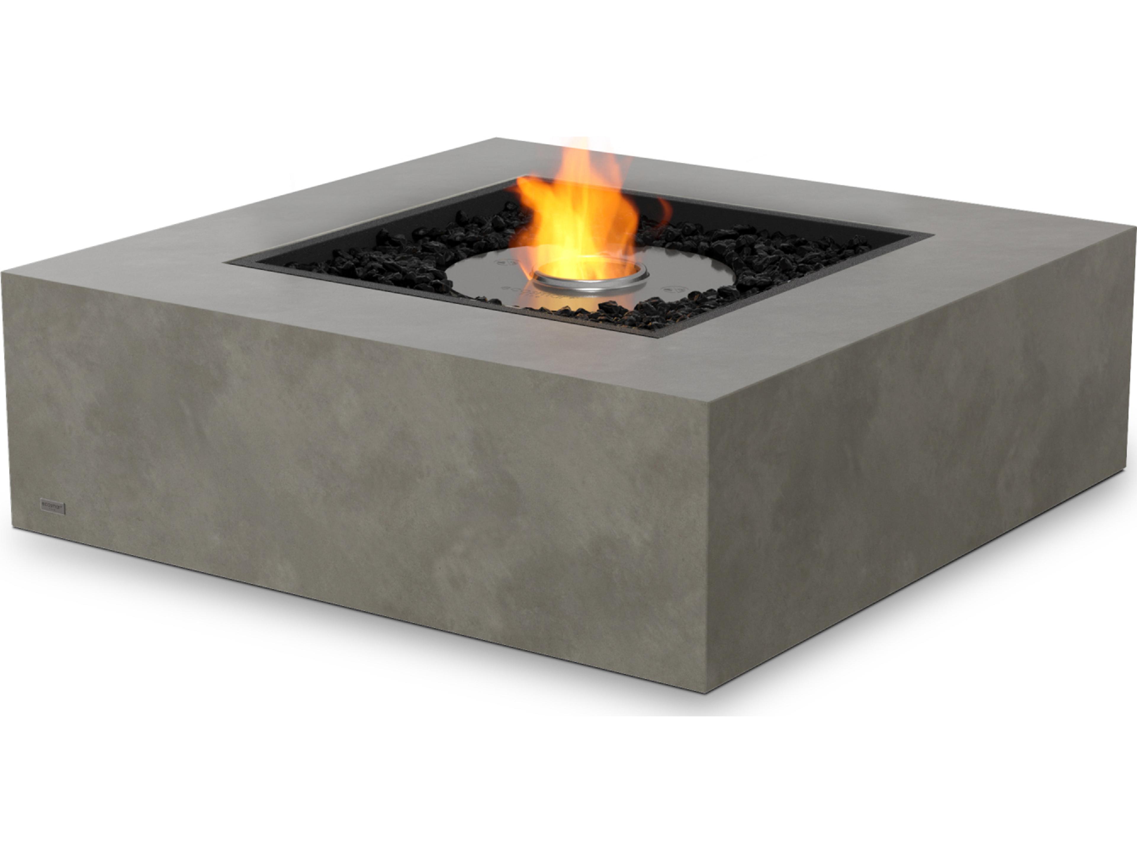 EcoSmart Fire Base Square Outdoor Patio Fire Pit Table with Ethanol Burner Black