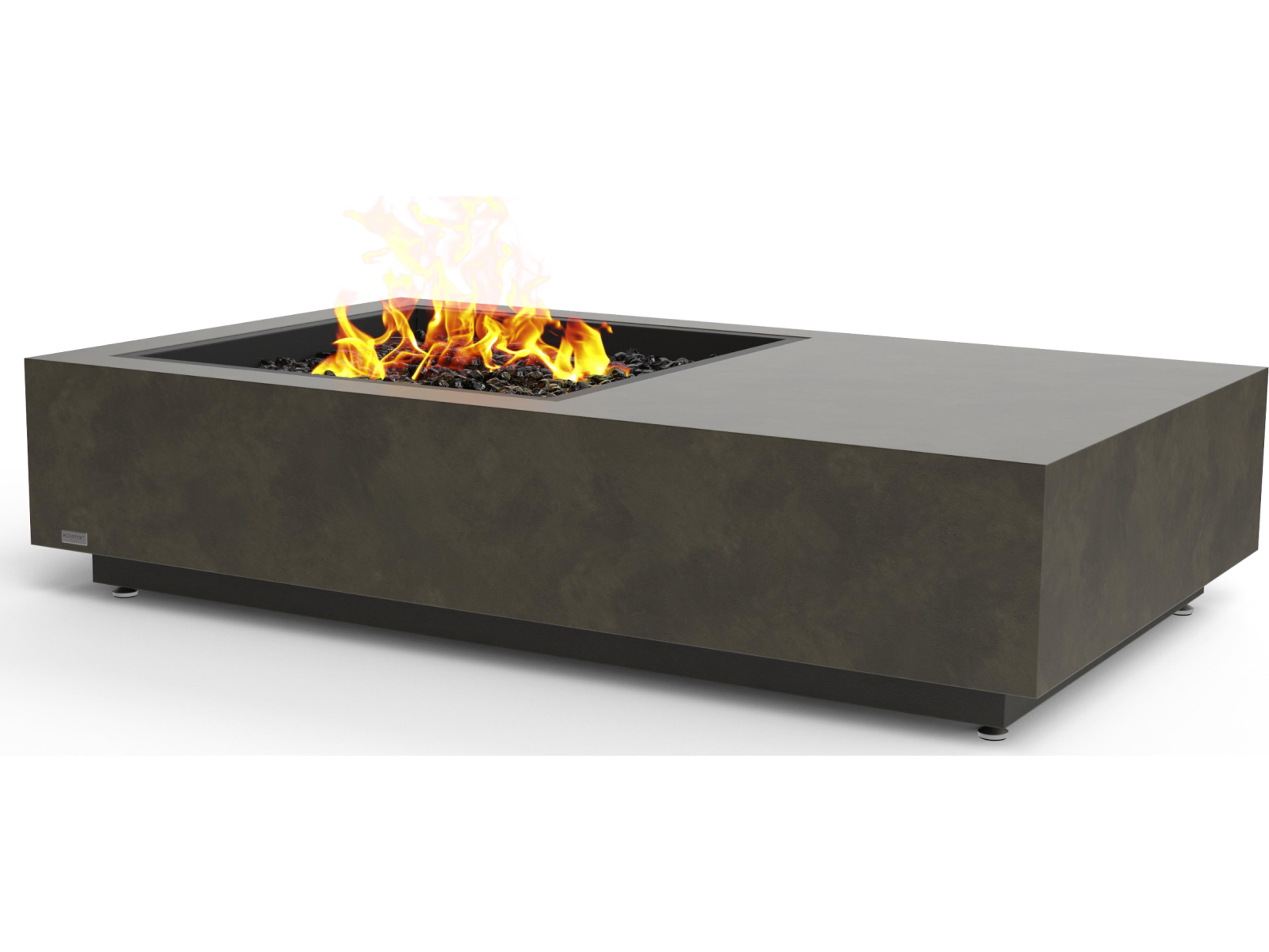 EcoSmart Fire Manhattan Rectangular Patio Fire Pit Table with Ethanol Burner Stainless Steel