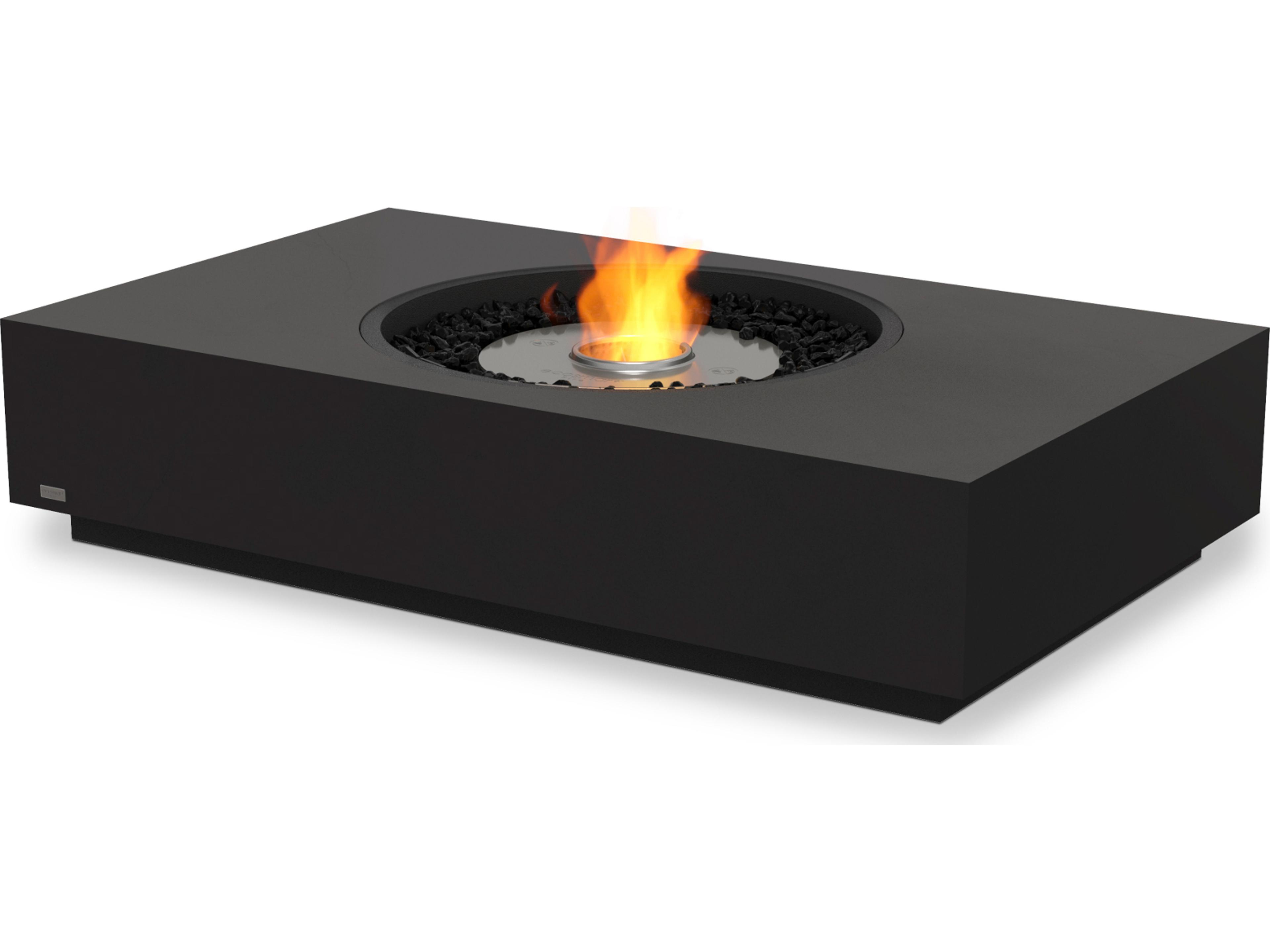 EcoSmart Fire Martini Rectangular Outdoor Fire Pit Table AB8 Ethanol Burner Black