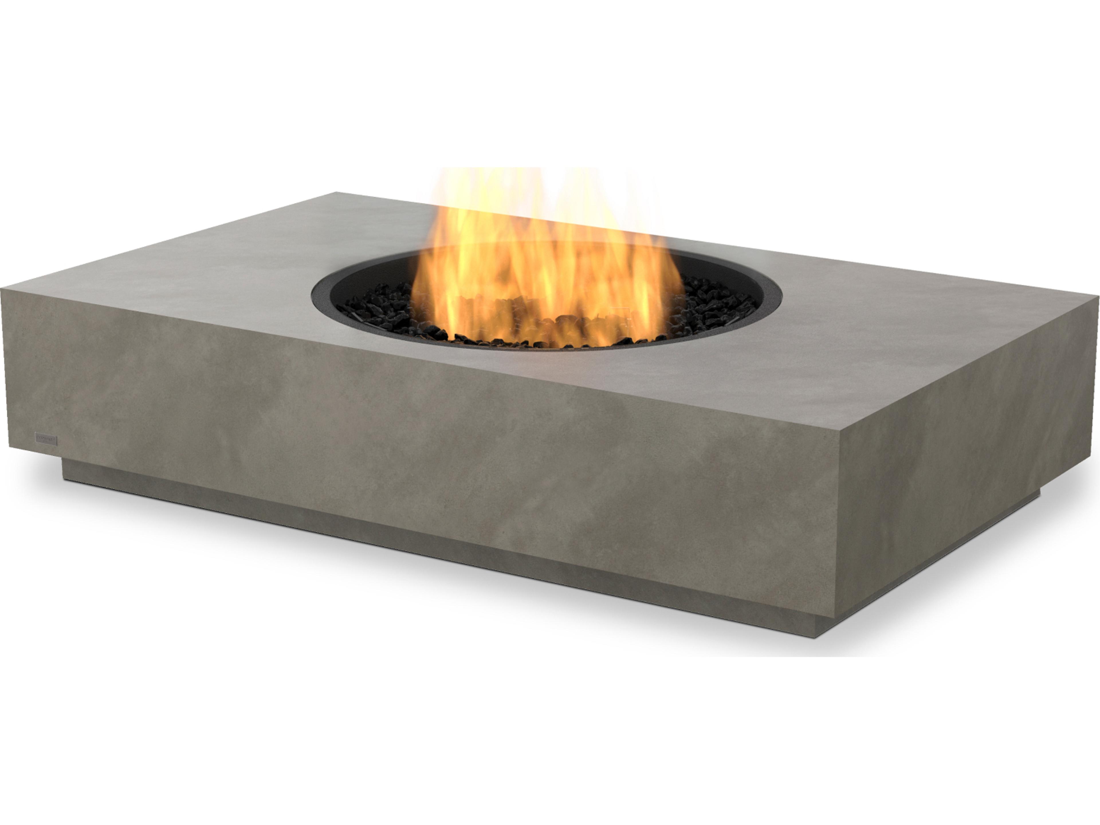 EcoSmart Fire Martini Rectangular Outdoor Patio Fire Pit Table with AB8 Ethanol Burner Black