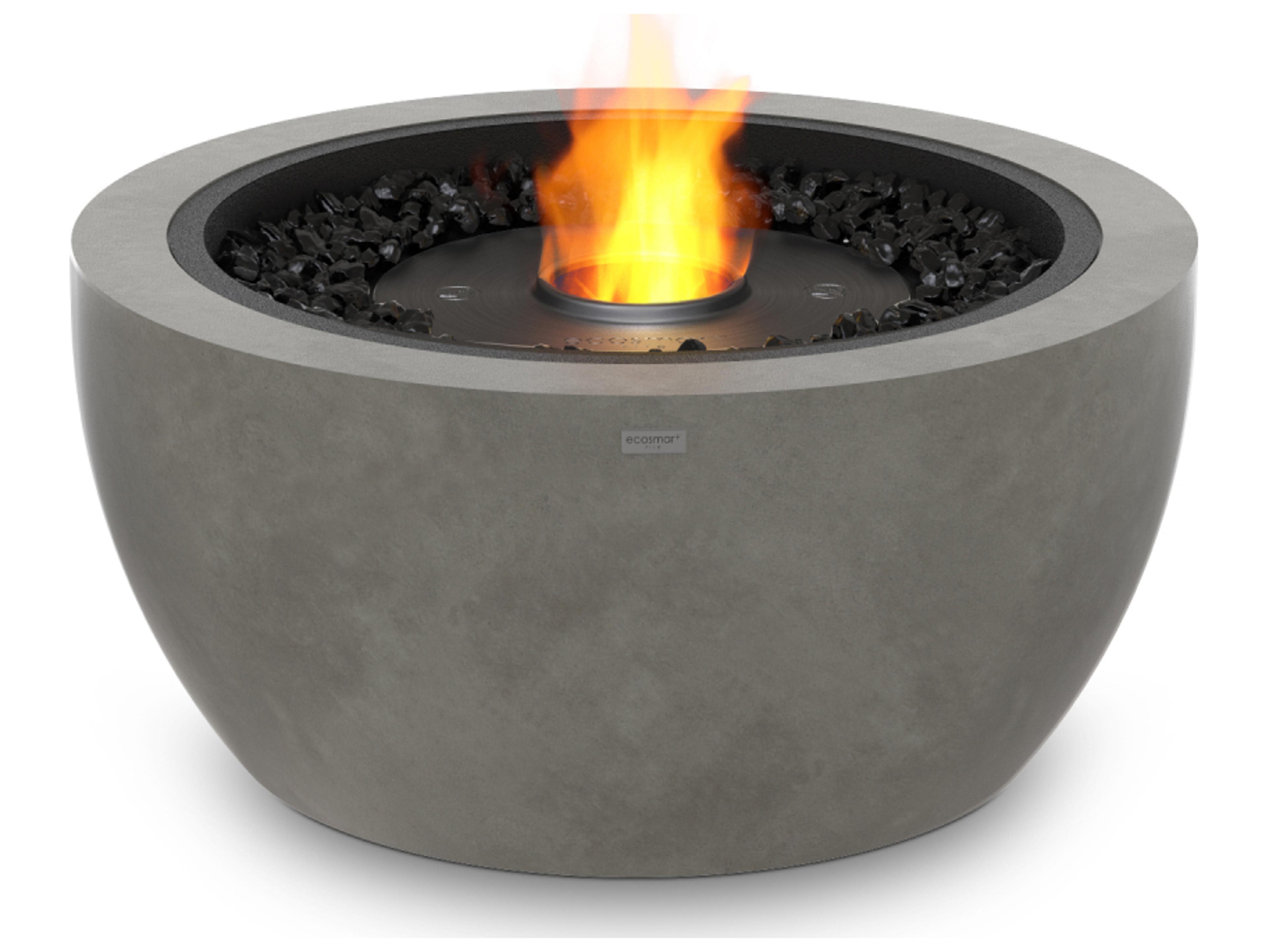 EcoSmart Fire Pod Round Fire Pit Bowl with Gas LP/NG Stainless Steel