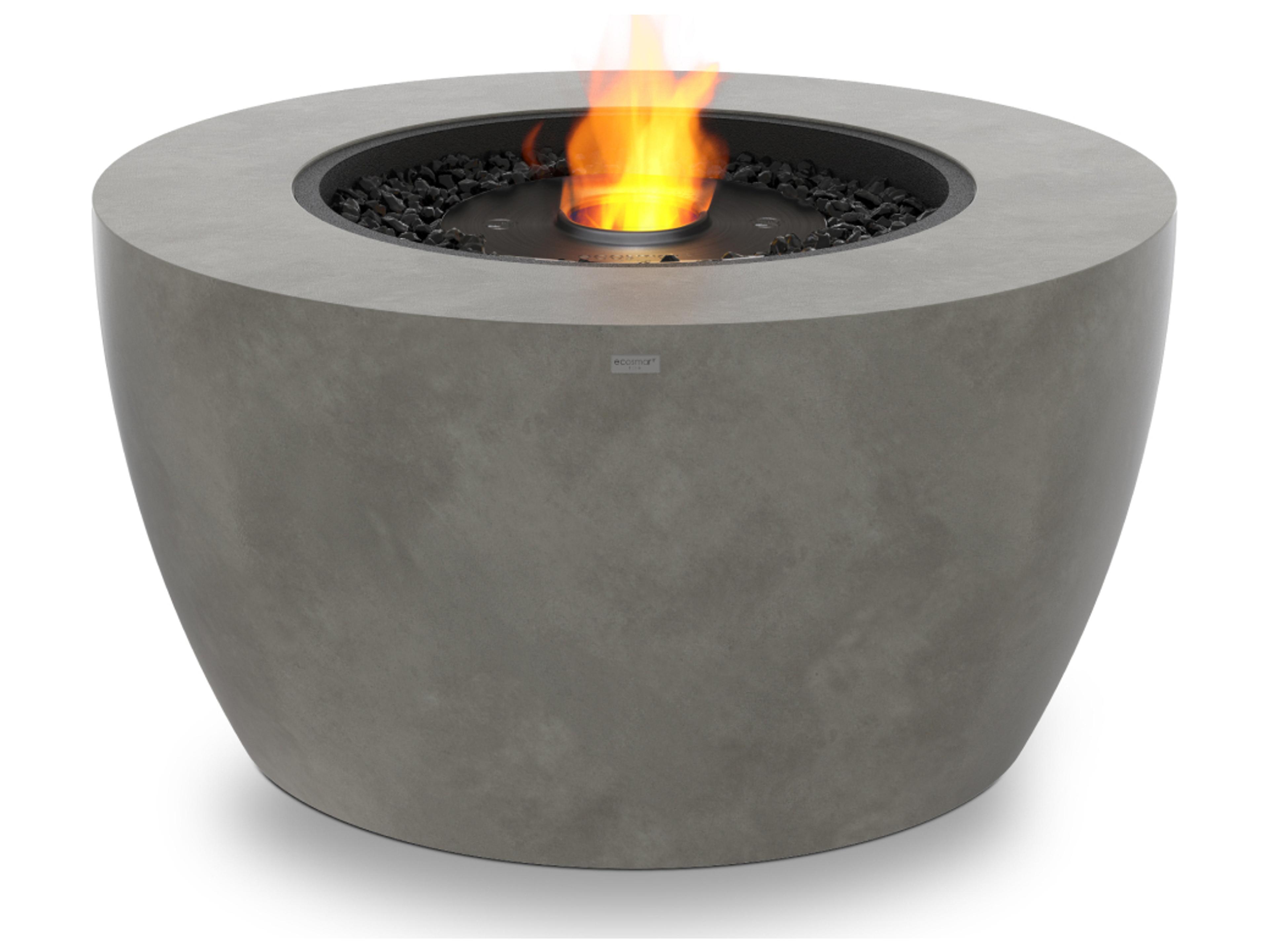EcoSmart Fire Pod Round Fire Pit Bowl with Ethanol Burner Stainless Steel