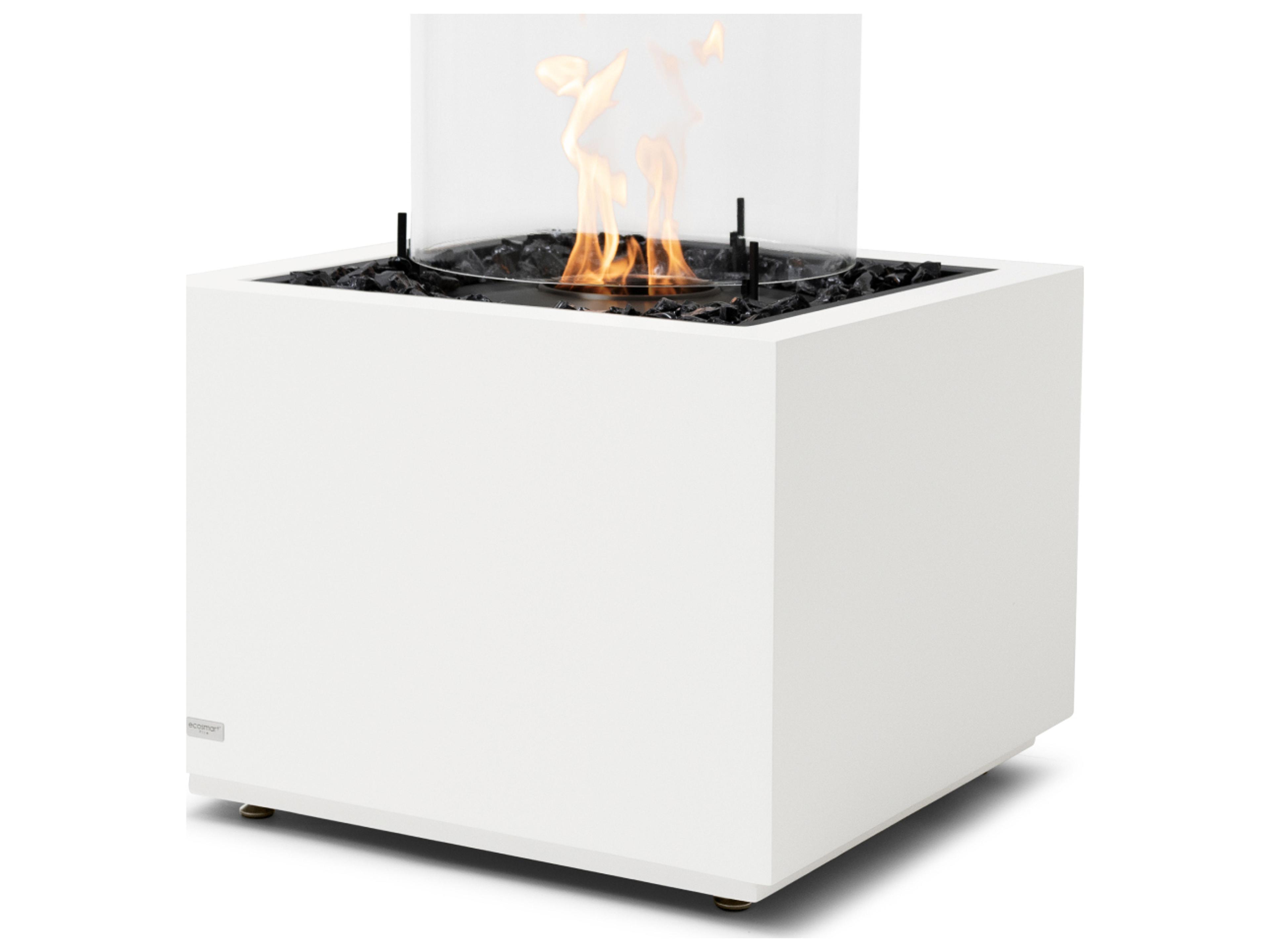 EcoSmart Fire Sidecar Square Outdoor Fire Pit Table with Ethanol Burner Black