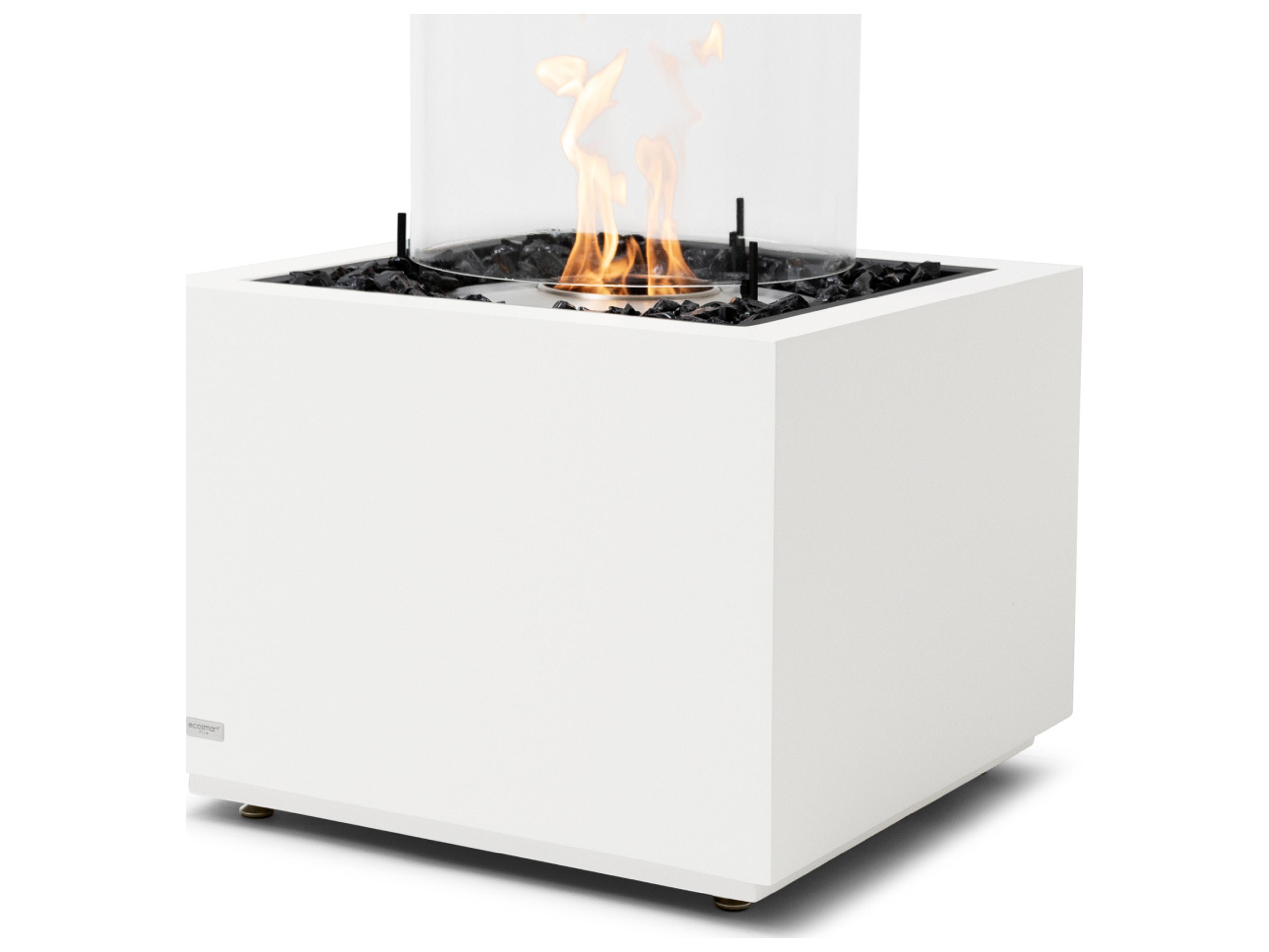 EcoSmart Fire Sidecar Square Outdoor Patio Fire Pit Table with Gas LP/NG Stainless Steel