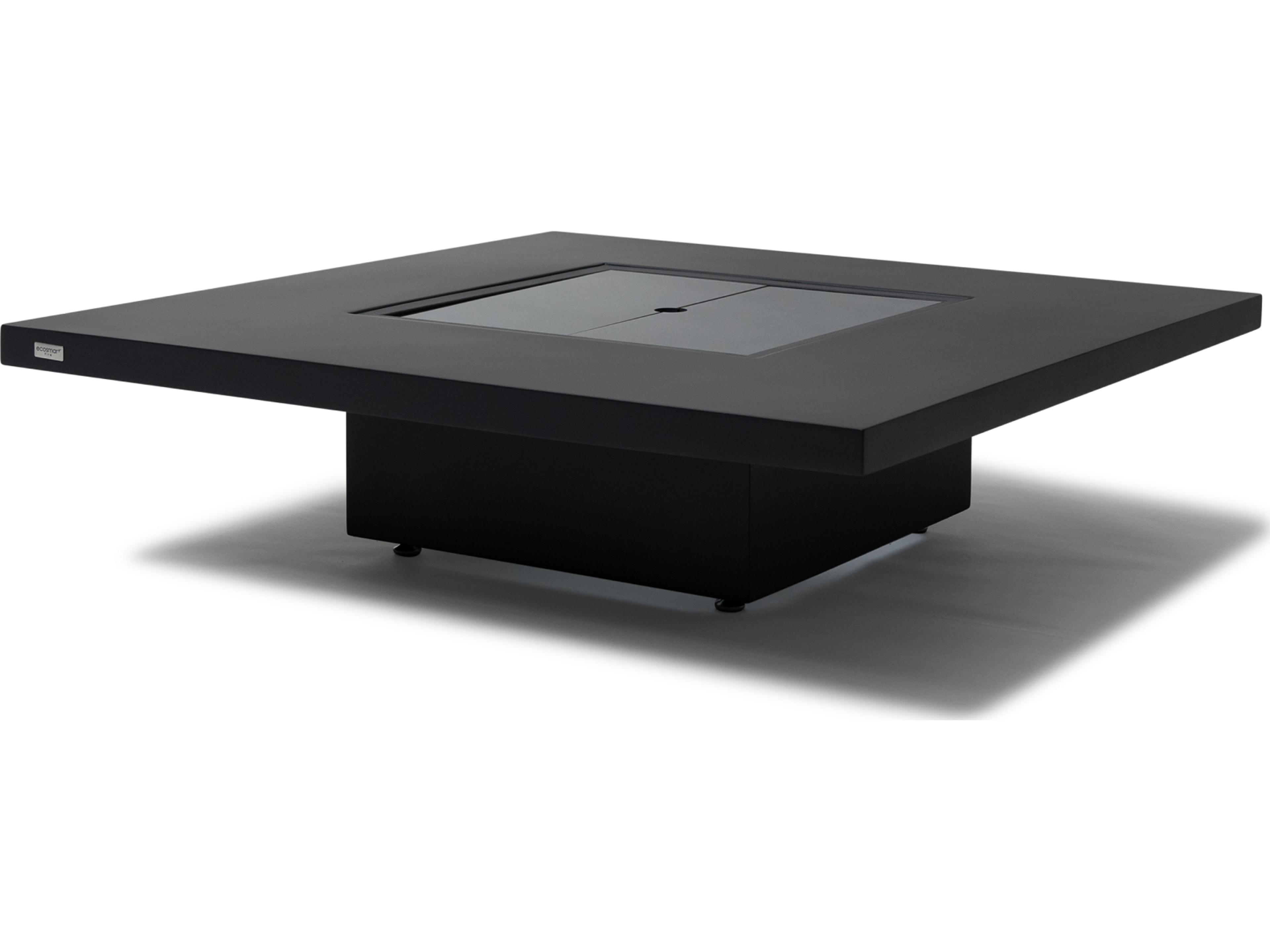 EcoSmart Fire Vertigo Square Patio Fire Pit Table with Ethanol Burner Black