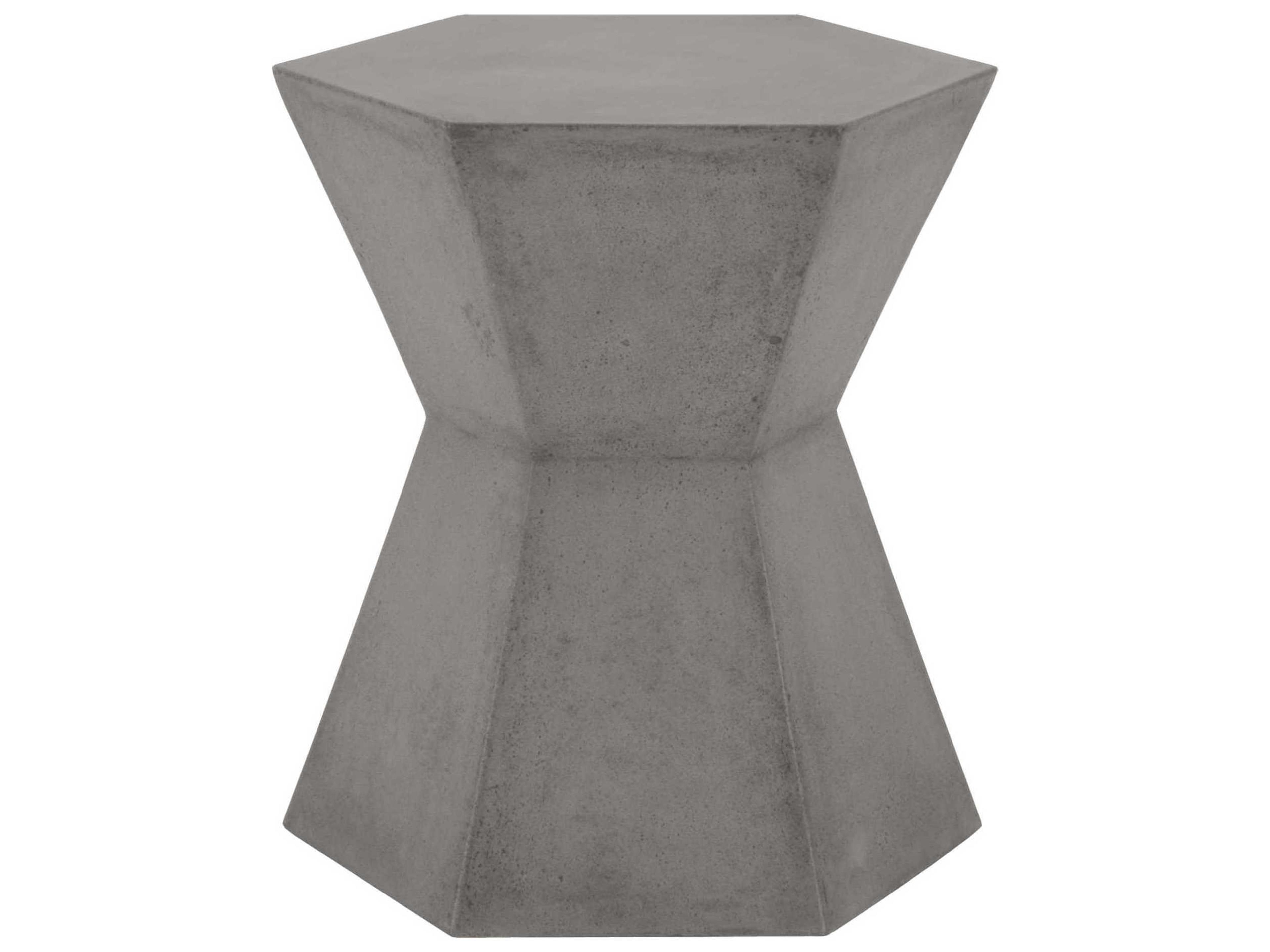 Essentials for Living Outdoor District Slate Grey Concrete Hexagon End Table