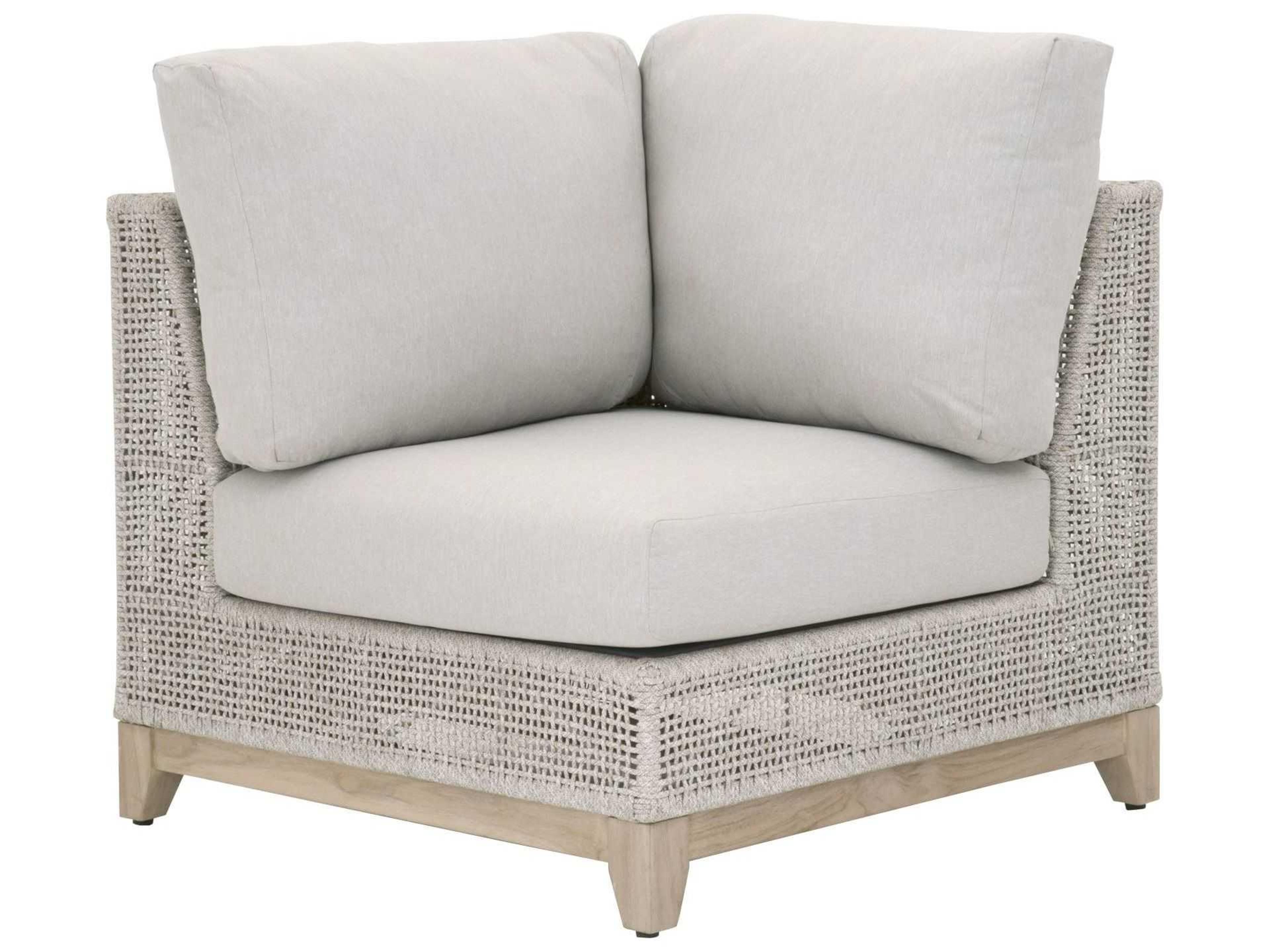 Luxecor Respite Outdoor Rope Taupe & White Flat / Pumice Cushion Modular Corner Chair