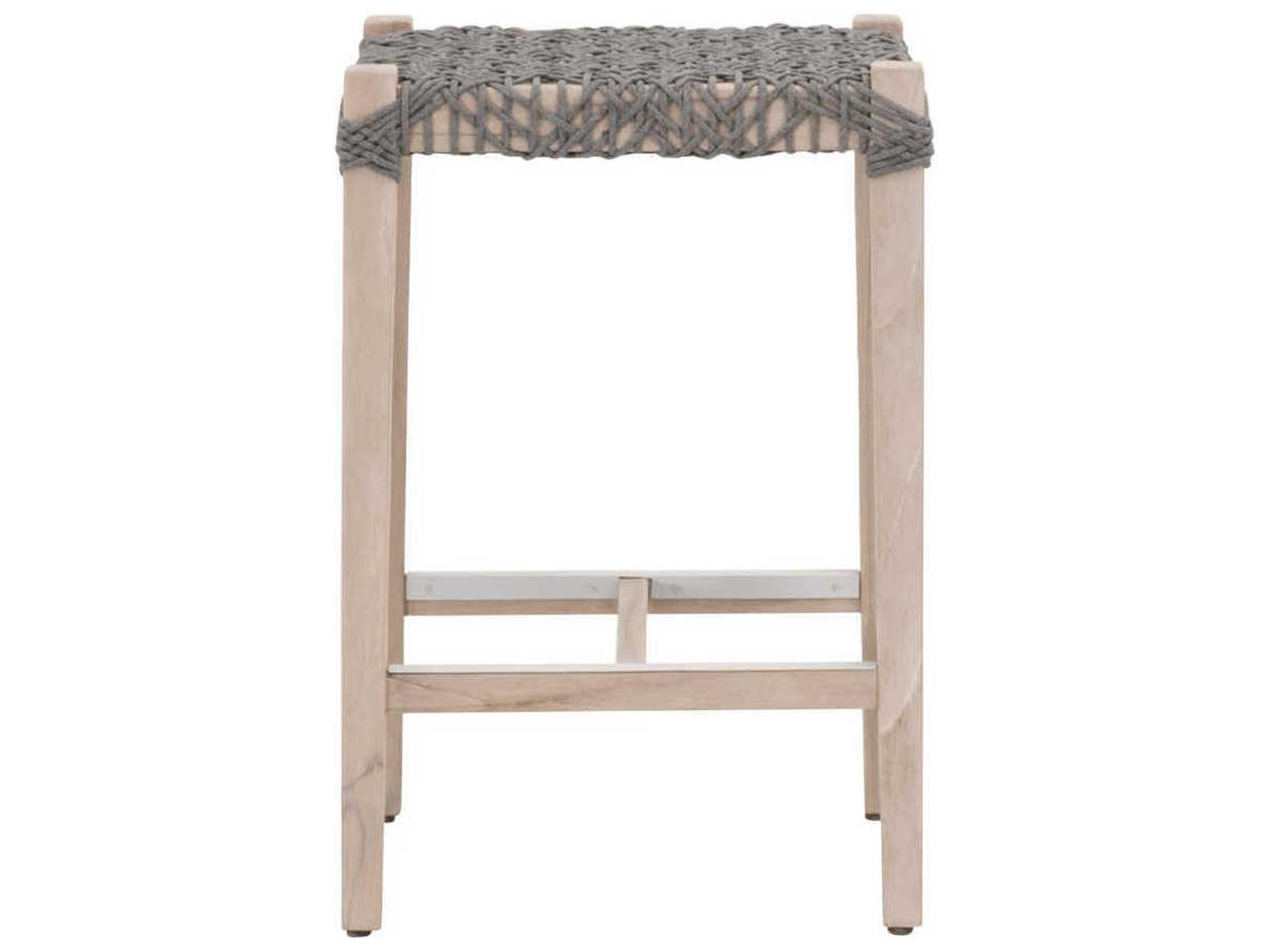 Luxecor Respite Outdoor Rope Dove Flat / Gray Teak Costa Backless Counter Stool