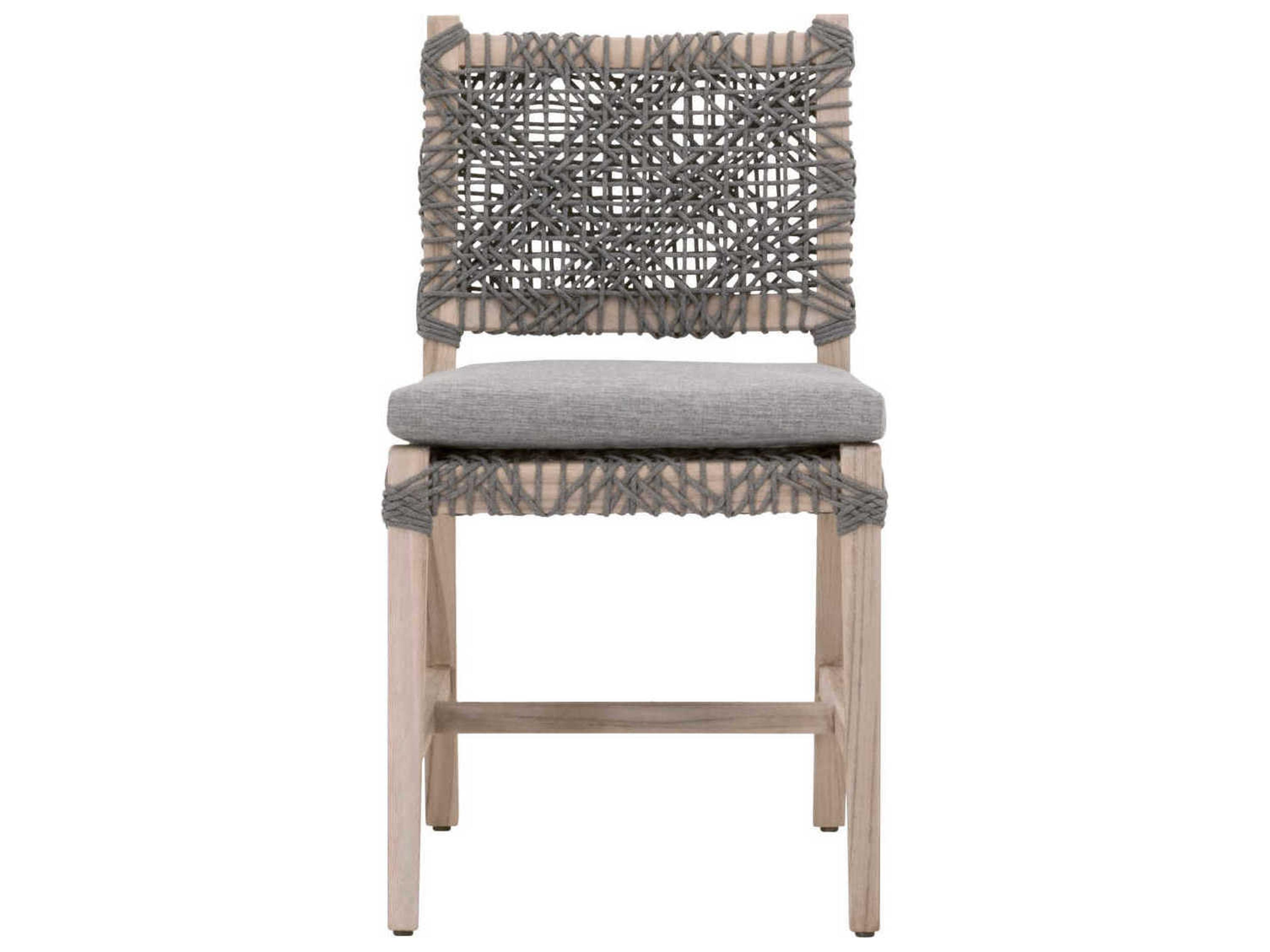 Luxecor Respite Outdoor Rope Dove Flat / Performance Gray Teak Costa Dining Side Chair Set of 2