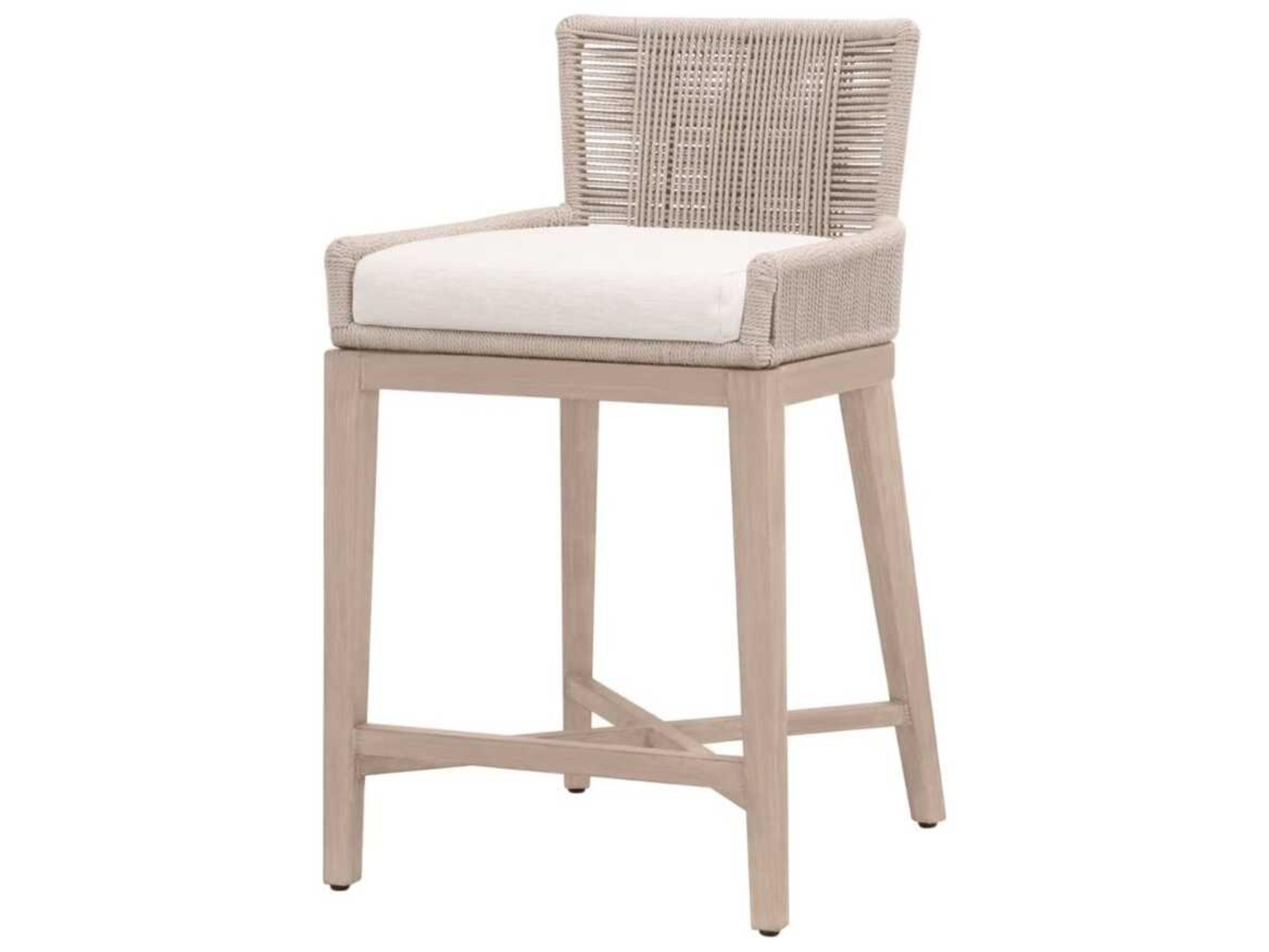 Essentials for Living Woven-Outdoor Teak Cushion Counter Stool