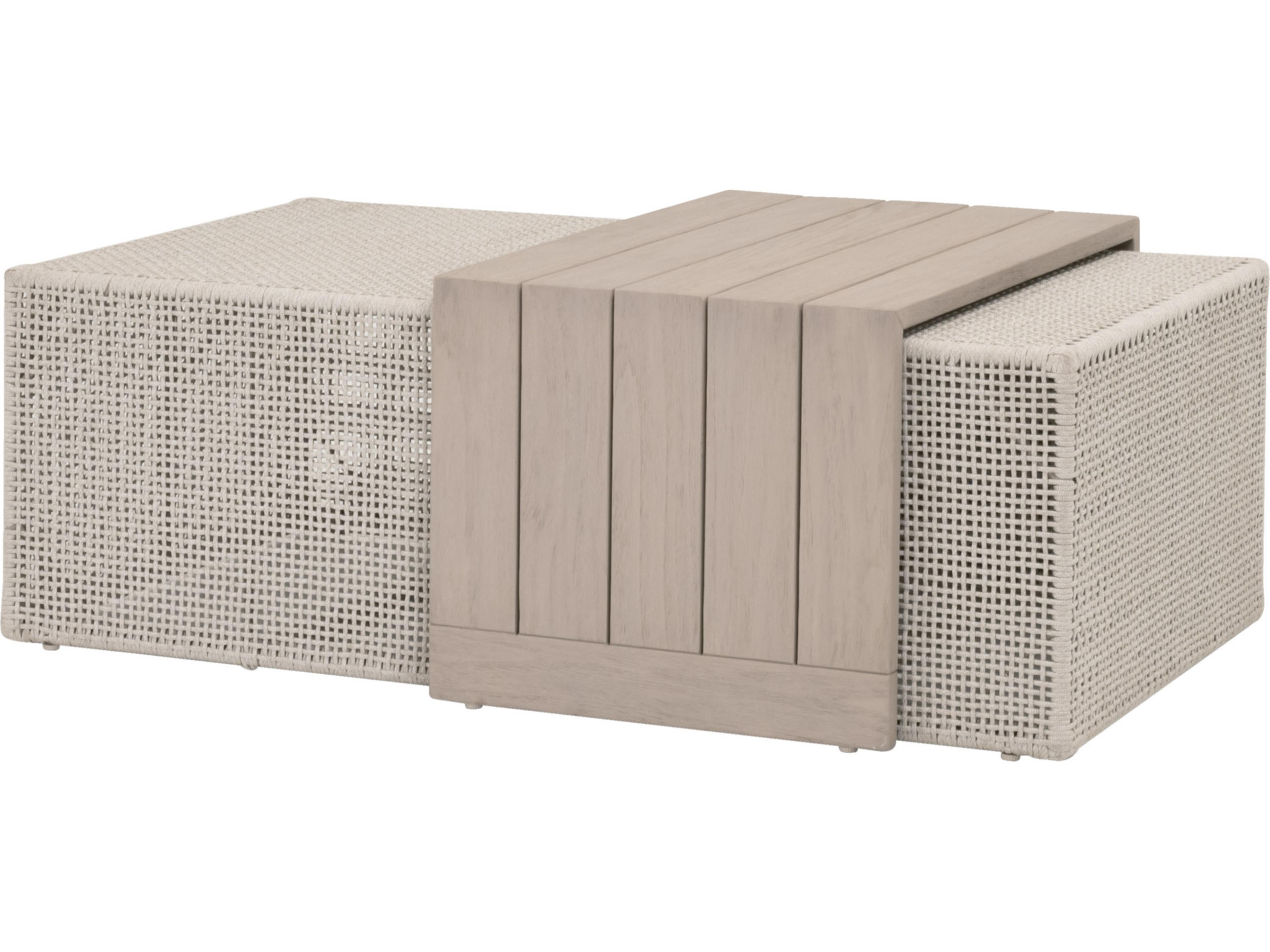 Essentials for Living Outdoor Woven - Outdoor Rhode Wood Rectangular Coffee Table