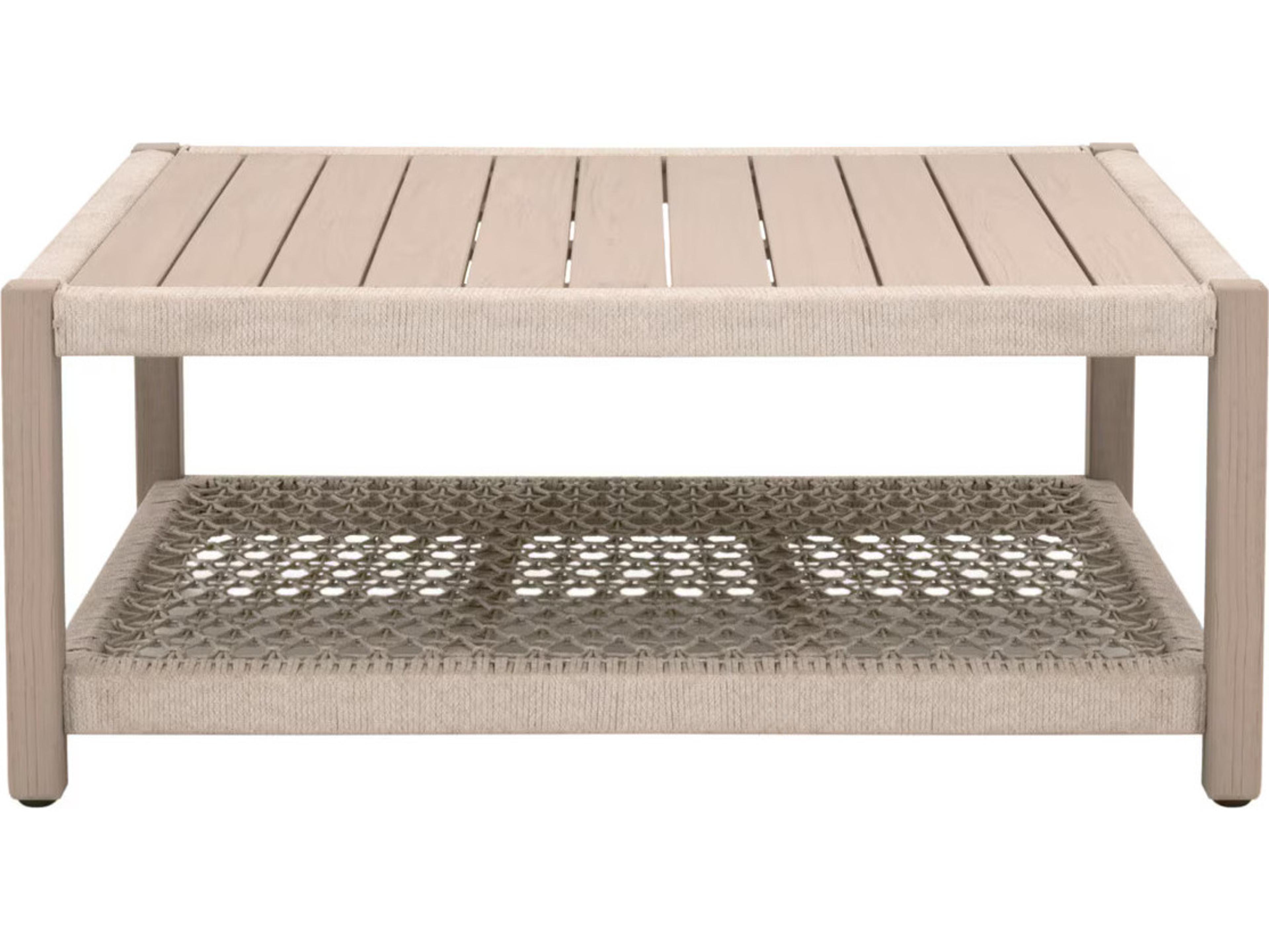Essentials for Living Outdoor Woven - Outdoor Wrap Wood Rectangular Coffee Table