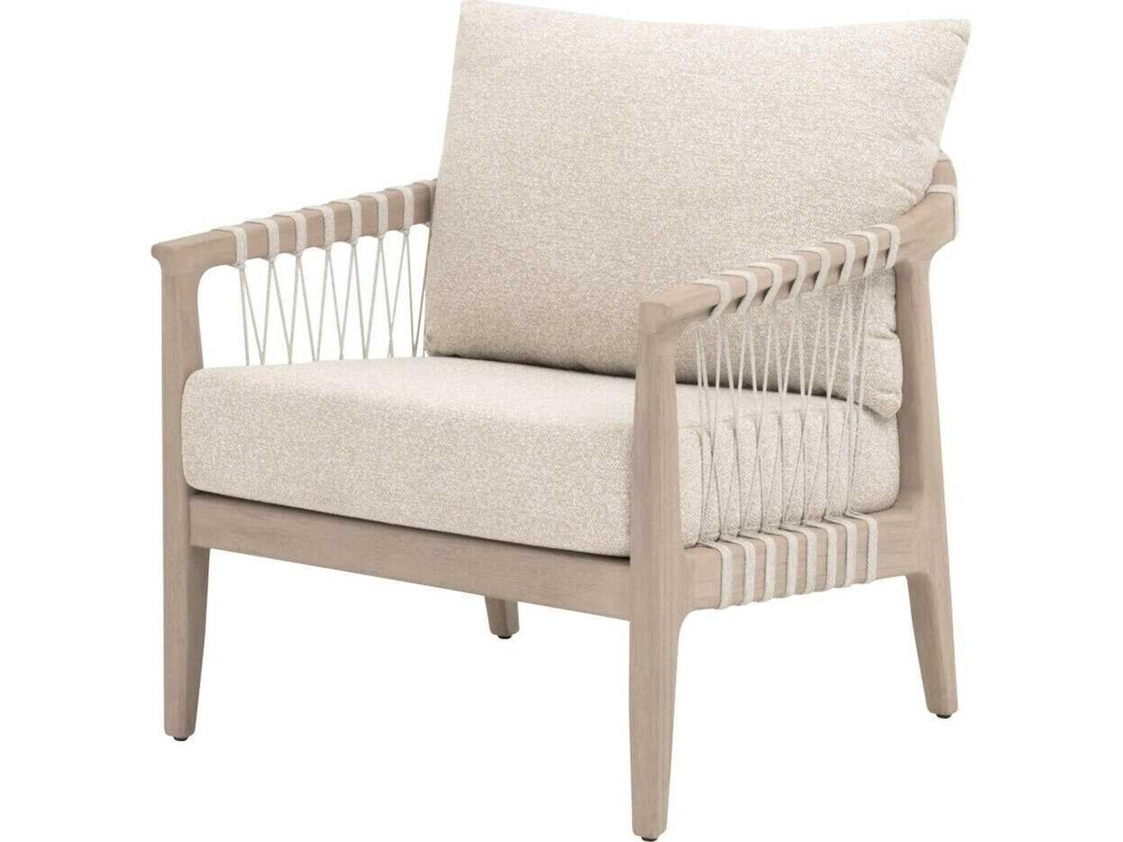Sample Clear Washed Ever Teak Fabric Cushion Lounge Chair