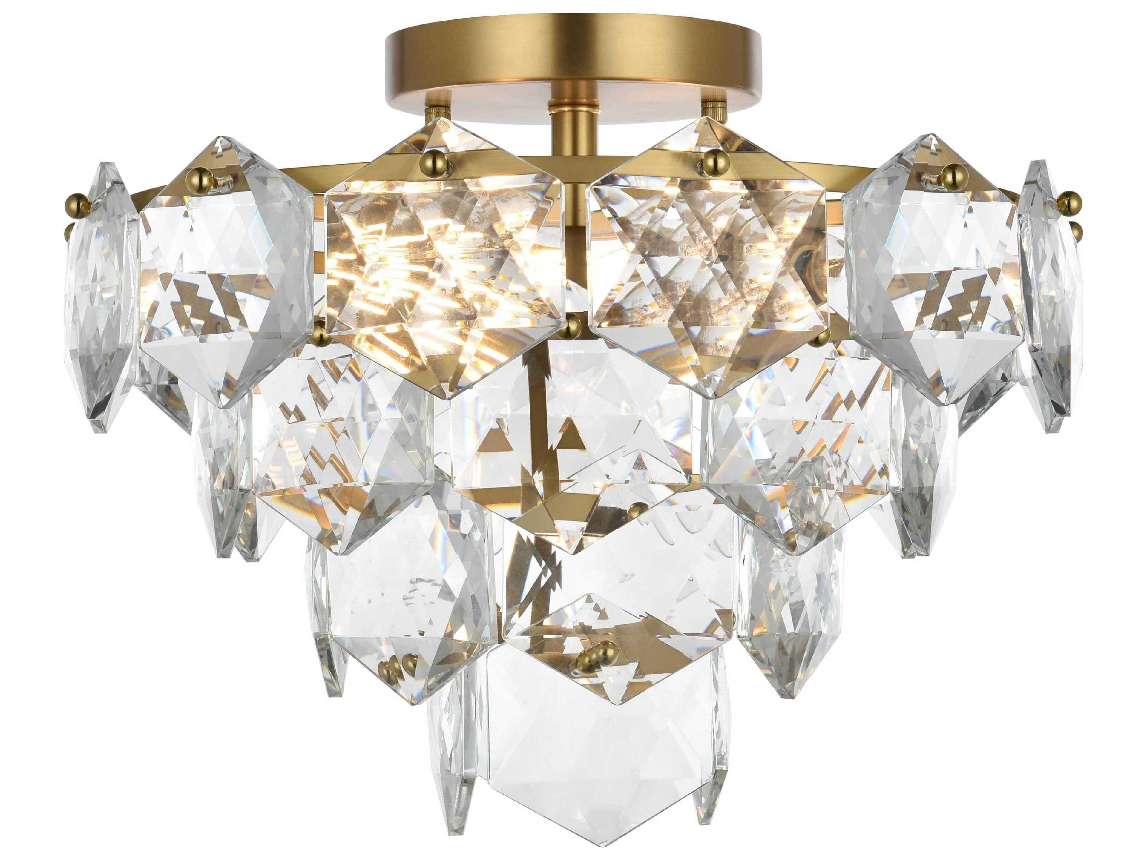 Elegant Lighting Adaline 6-Light Satin Gold Semi Flush Mount