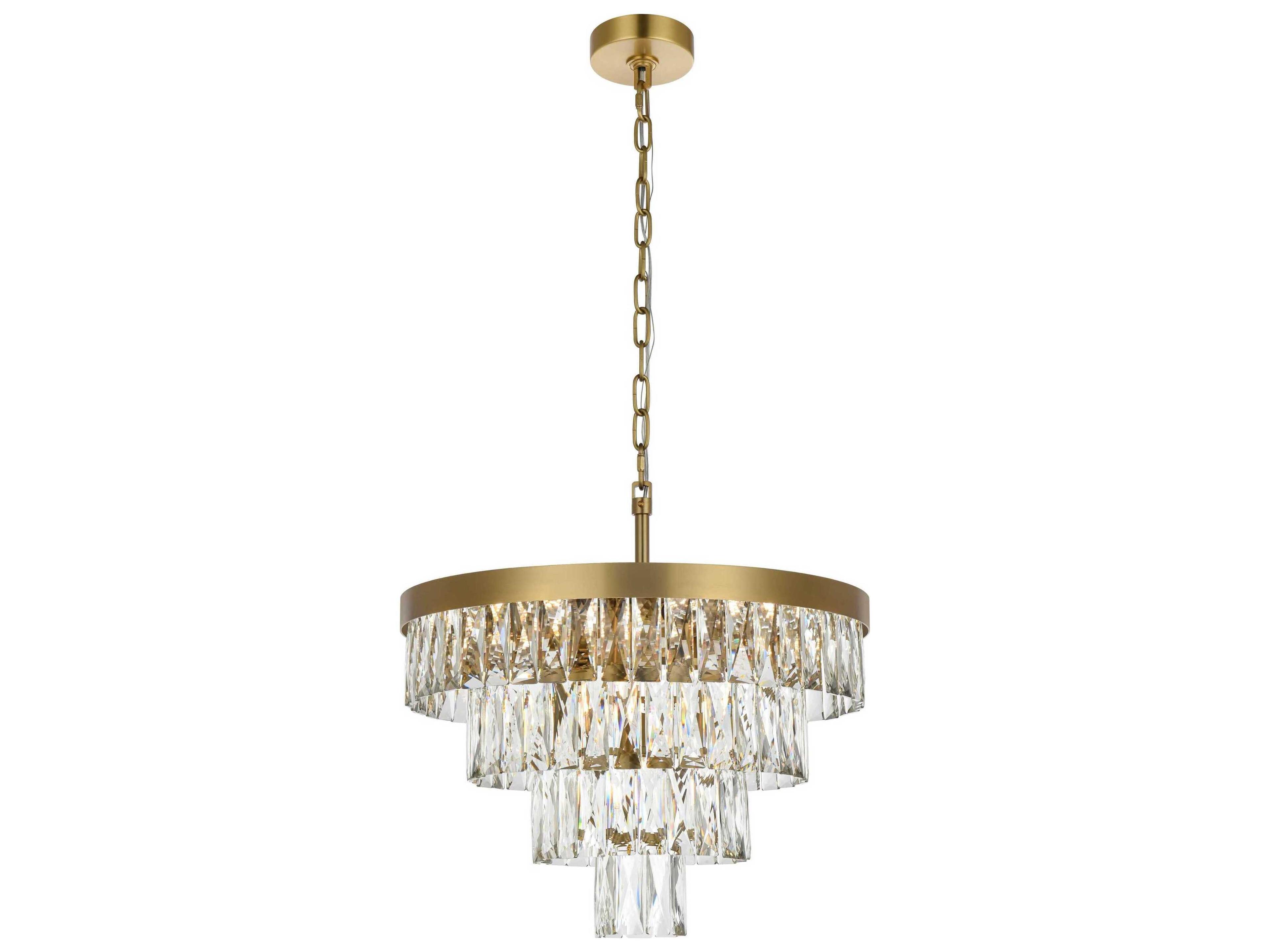 Elegant Lighting Josephine 10-Light Satin Gold Tiered Chandelier