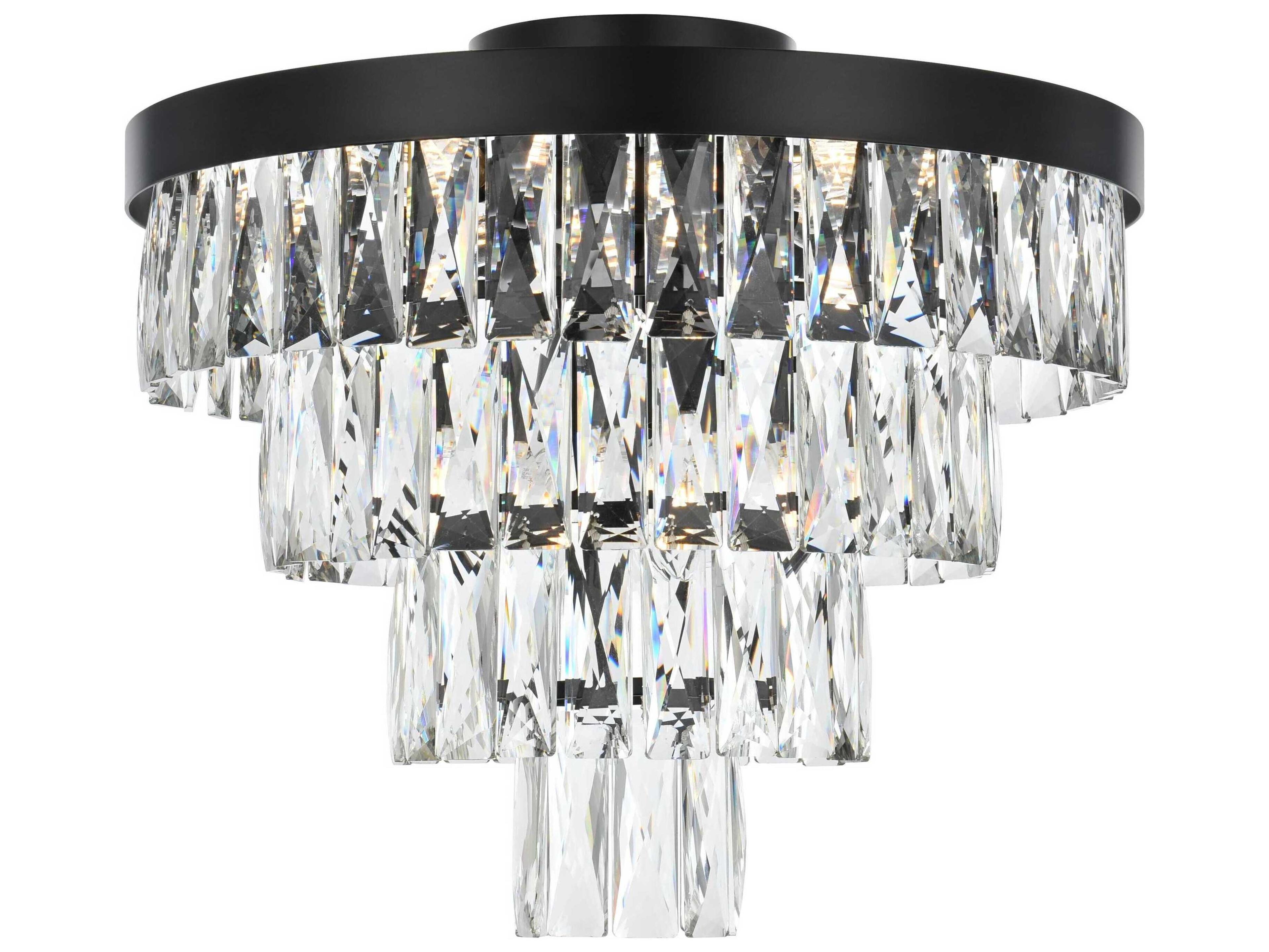 Elegant Lighting Josephine 6-Light Black Tiered Flush Mount