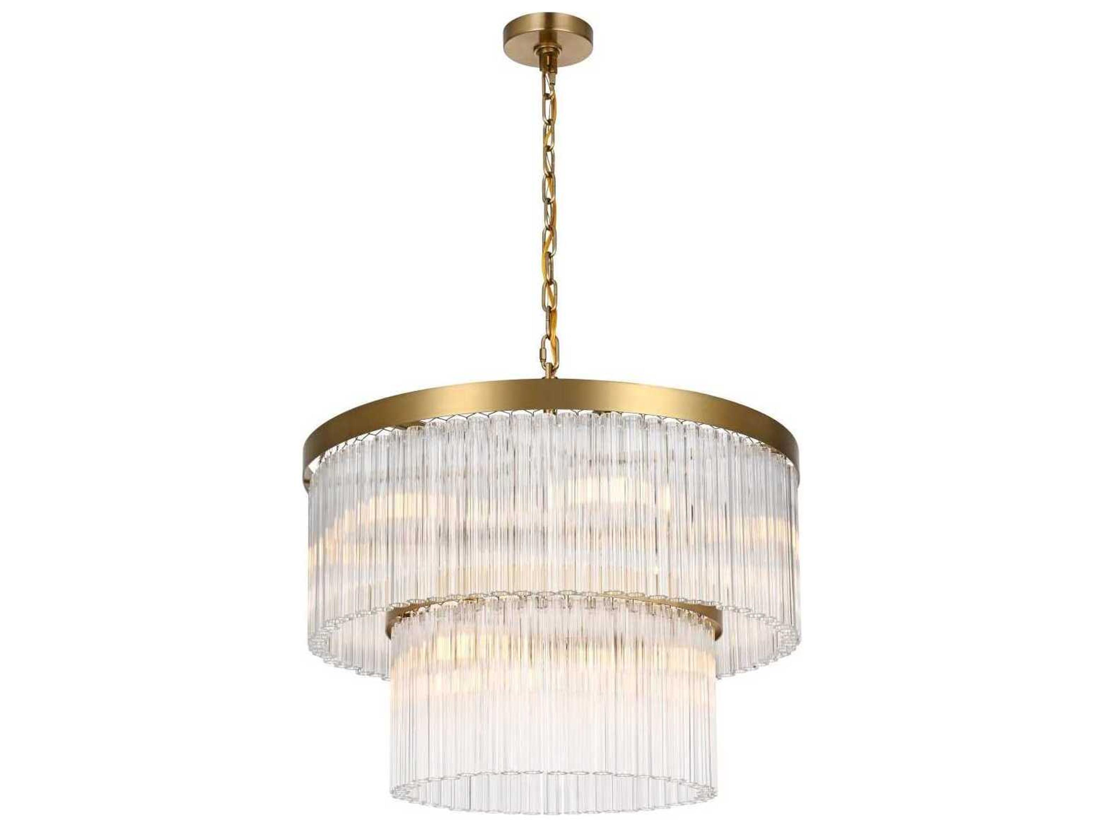 Elegant Lighting Harlow 9-Light Satin Gold Tiered Chandelier