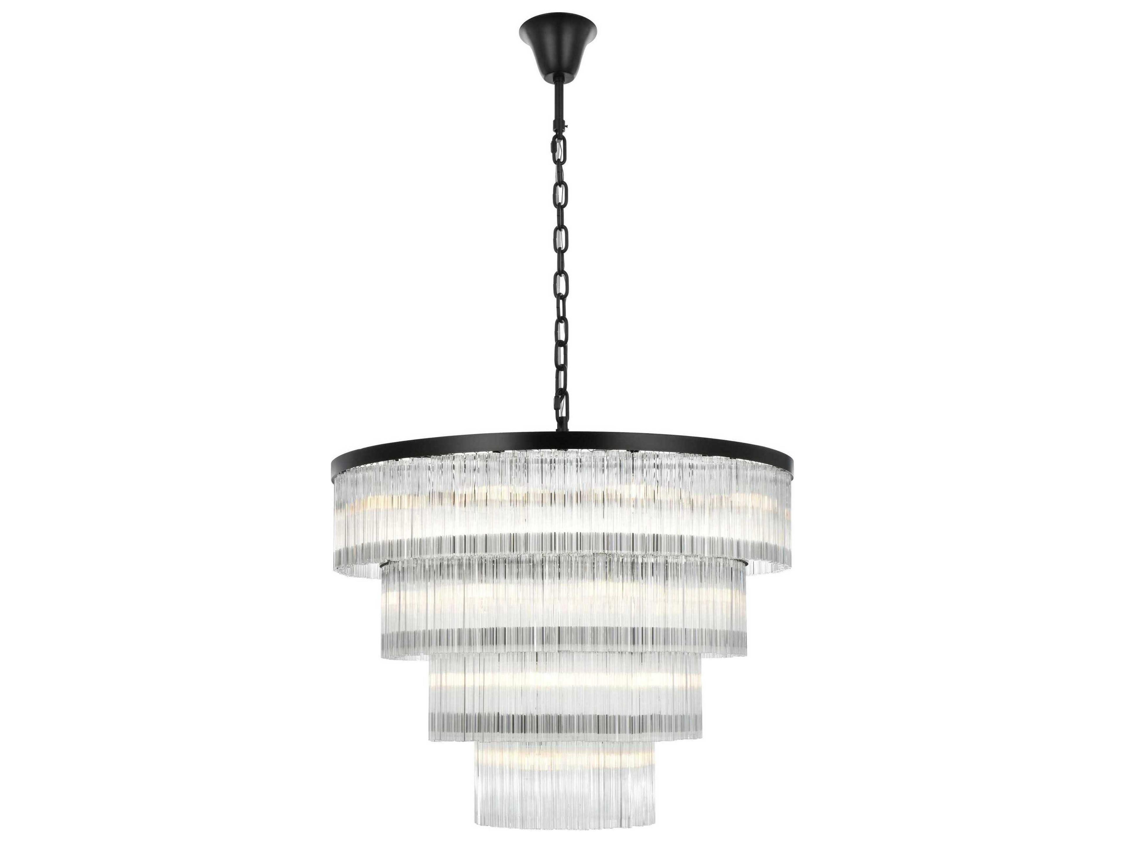 Elegant Lighting Harlow 28-Light Black Tiered Chandelier