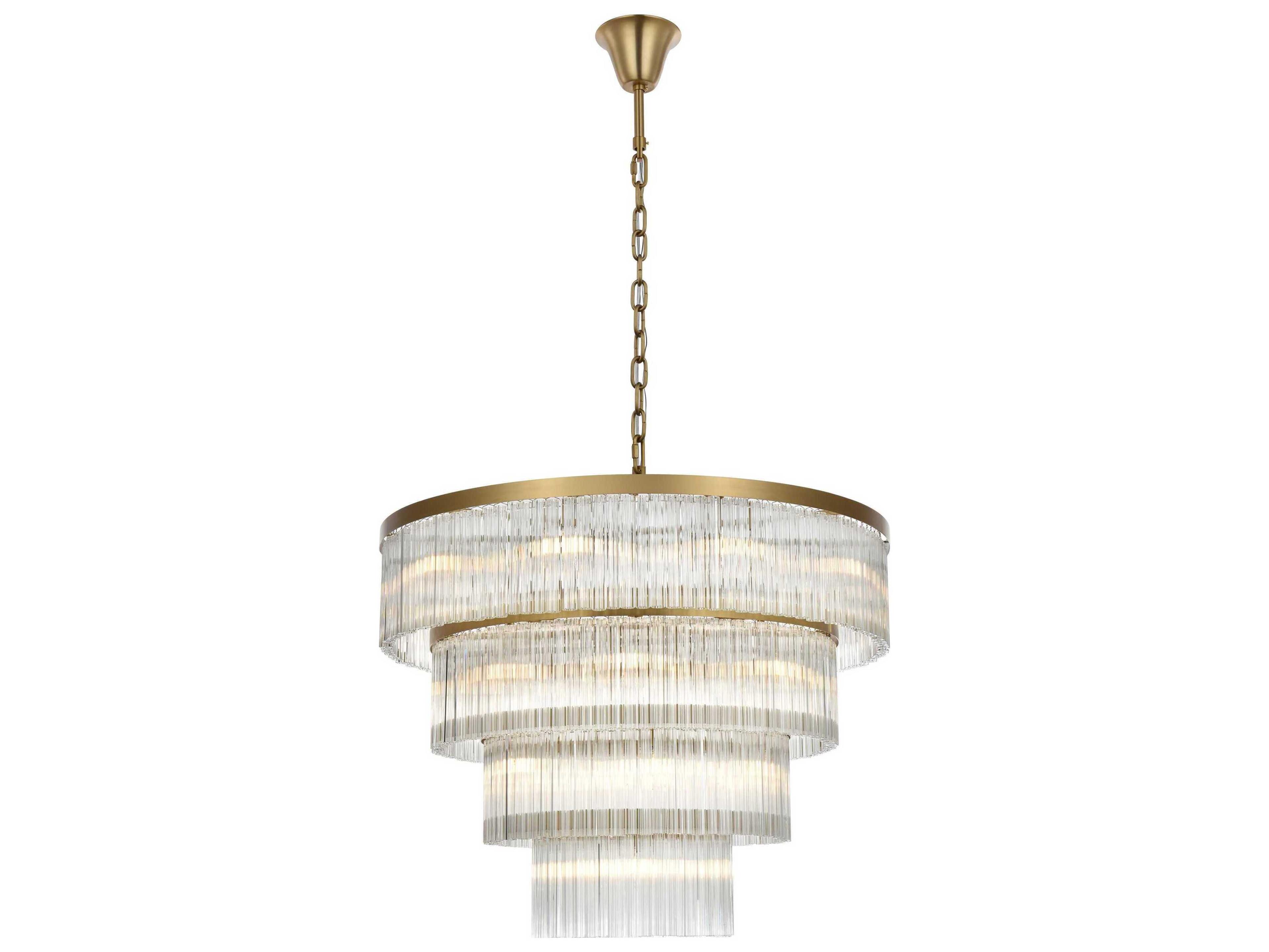 Elegant Lighting Harlow 28-Light Satin Gold Tiered Chandelier