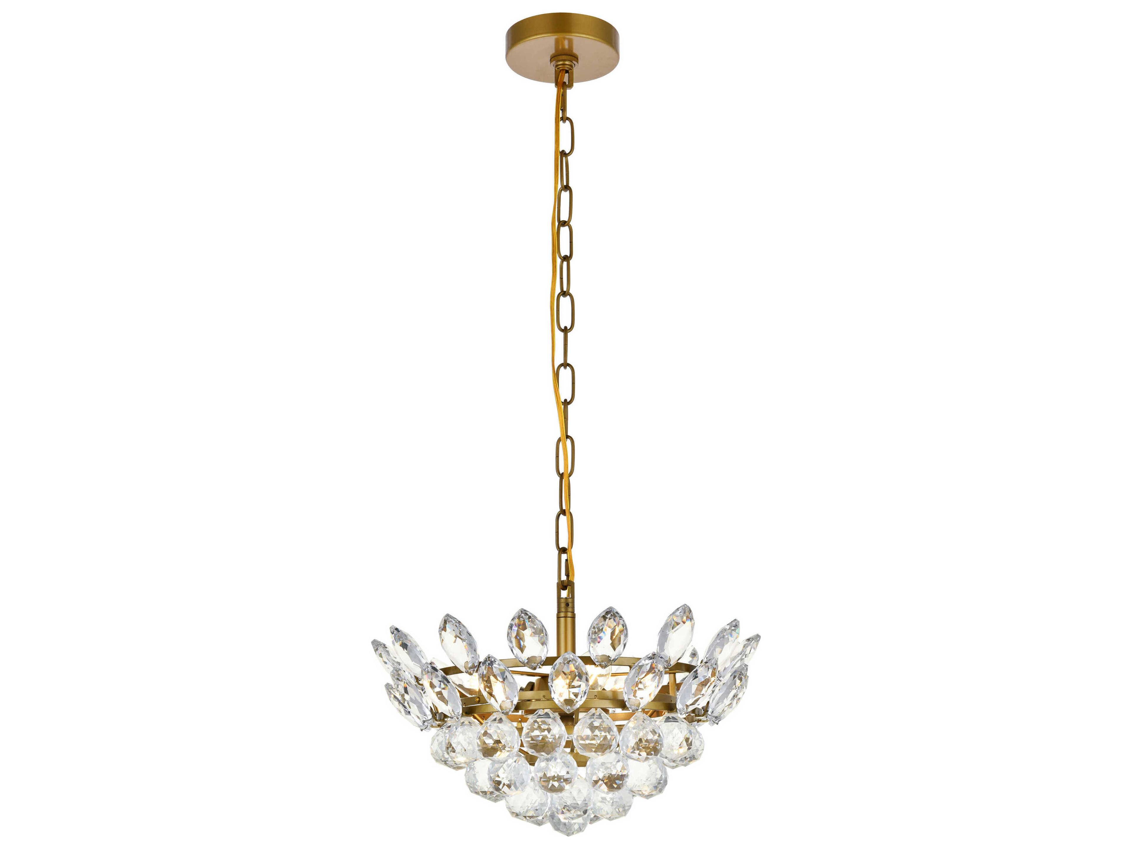Elegant Lighting Emilia 3-Light Brass Crystal Pendant