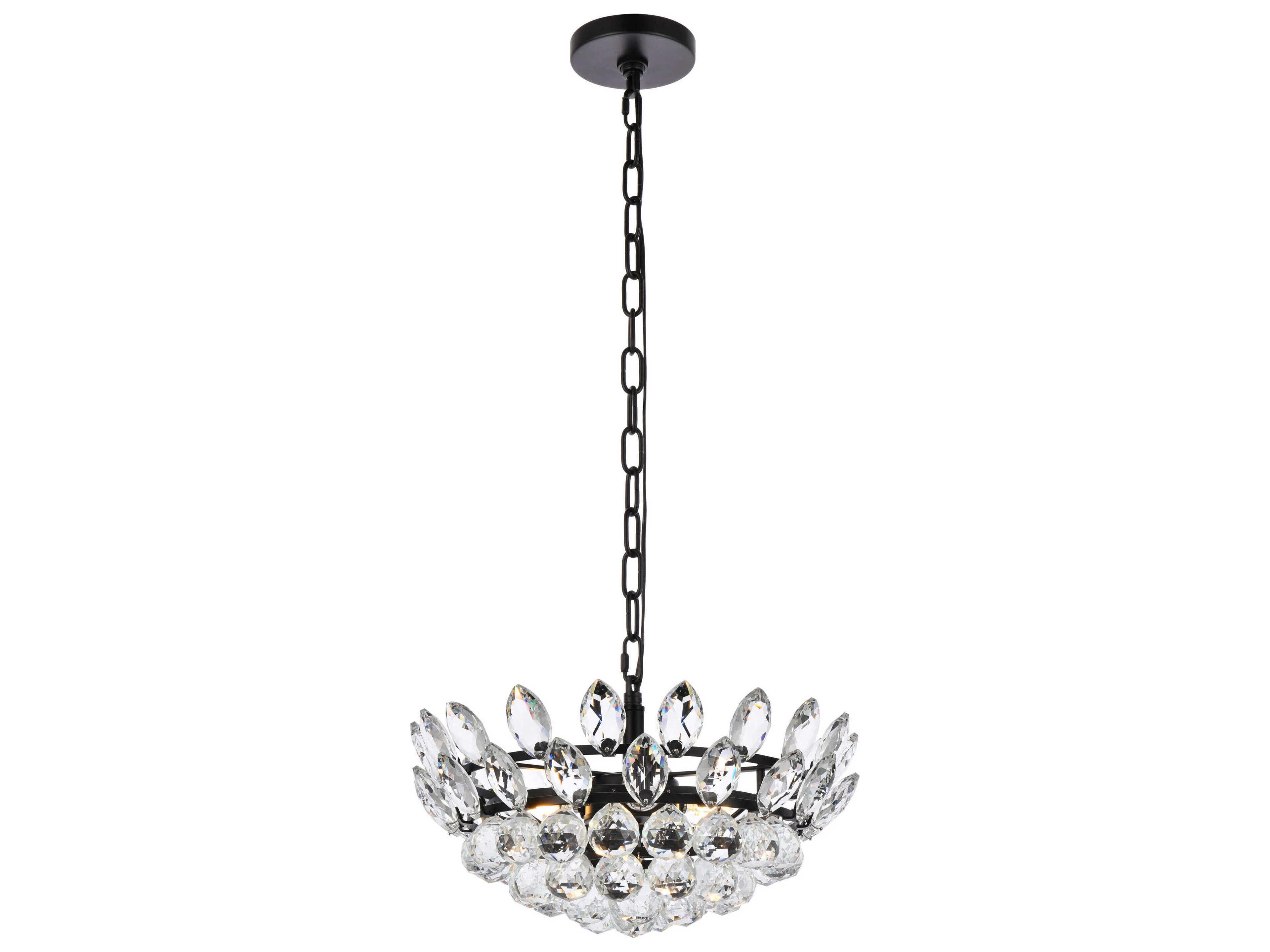Elegant Lighting Emilia 3-Light Black Crystal Pendant