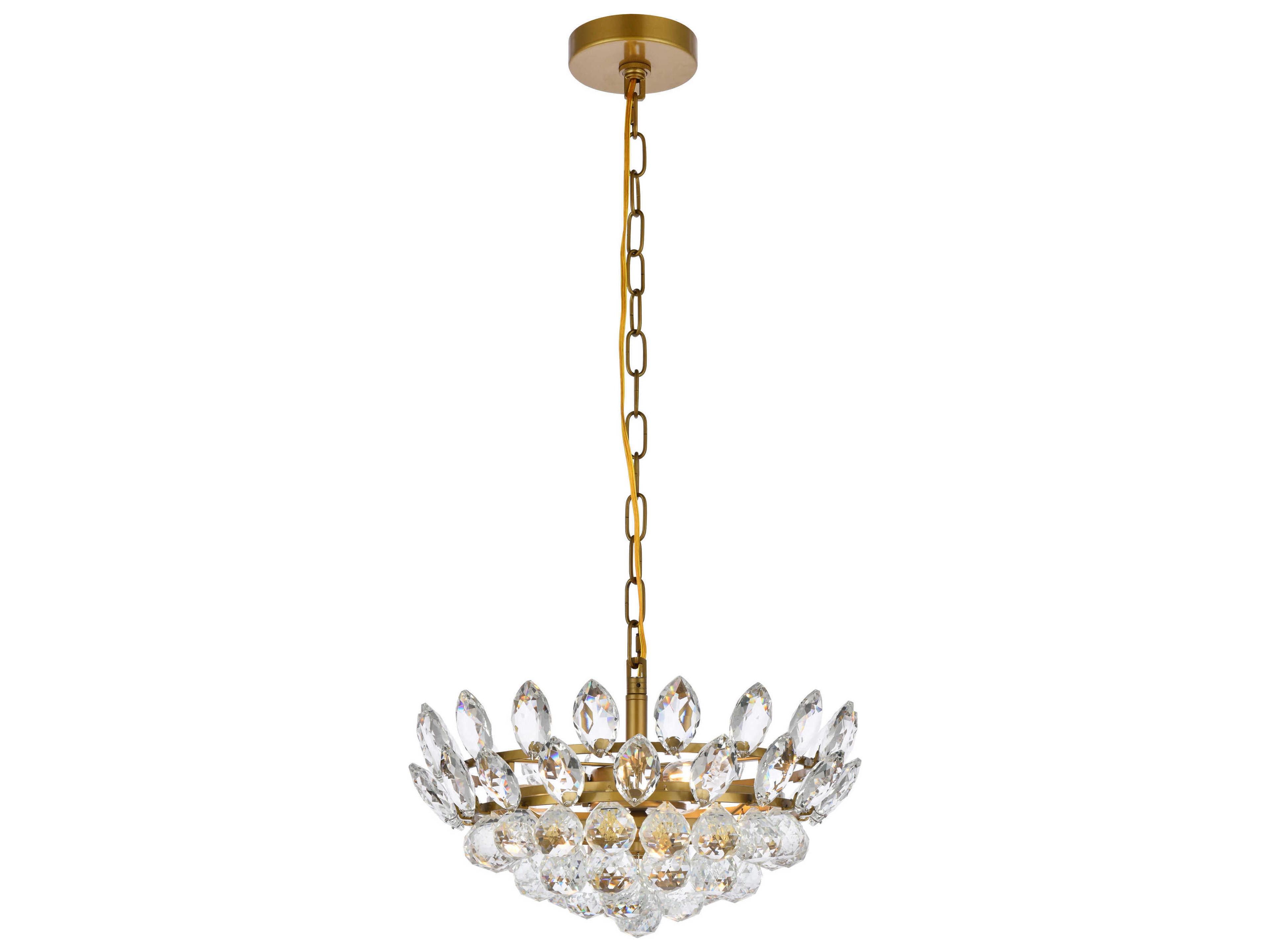 Elegant Lighting Emilia 3-Light Brass Crystal Pendant