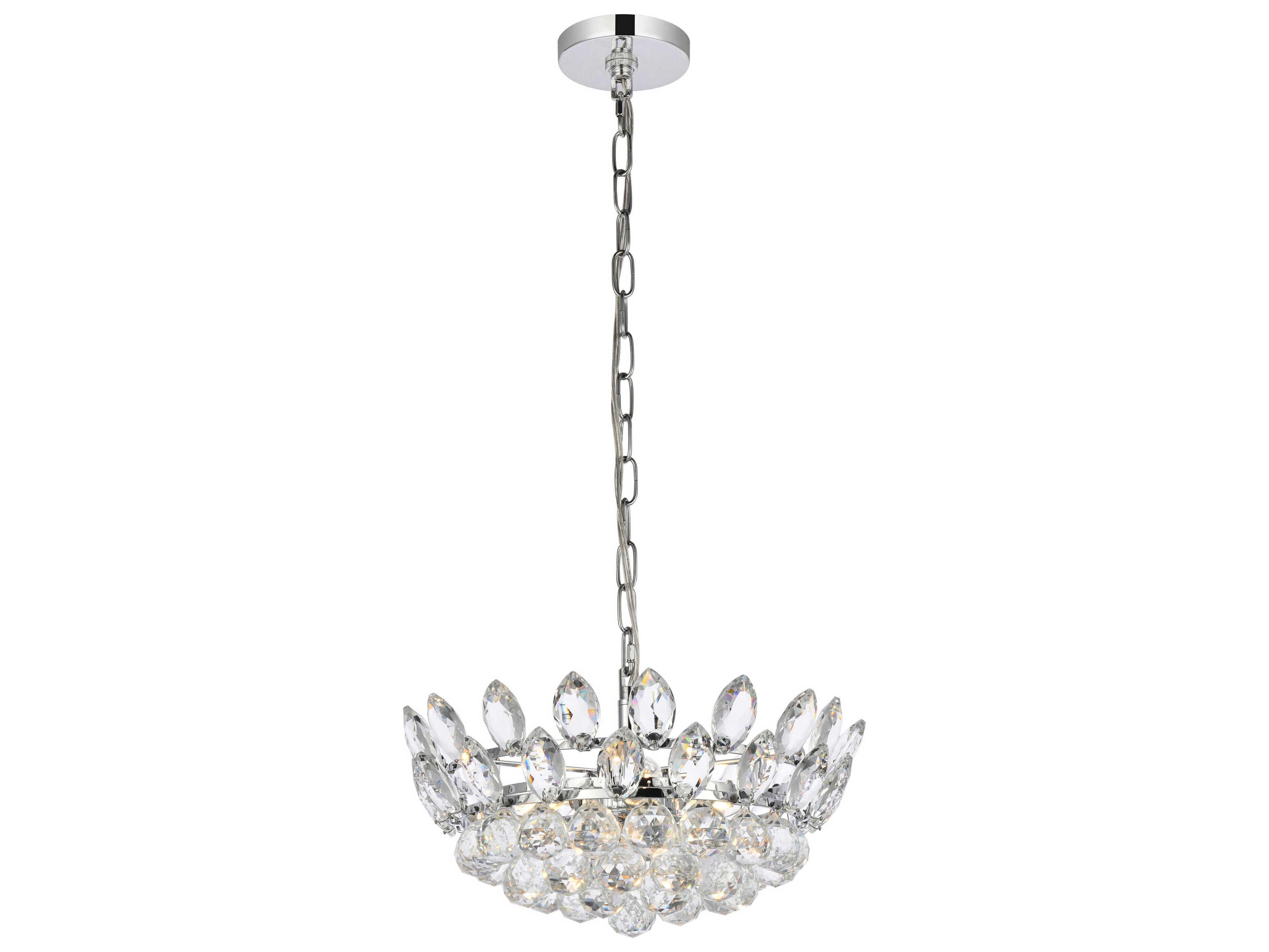 Elegant Lighting Emilia 3-Light Chrome Crystal Pendant